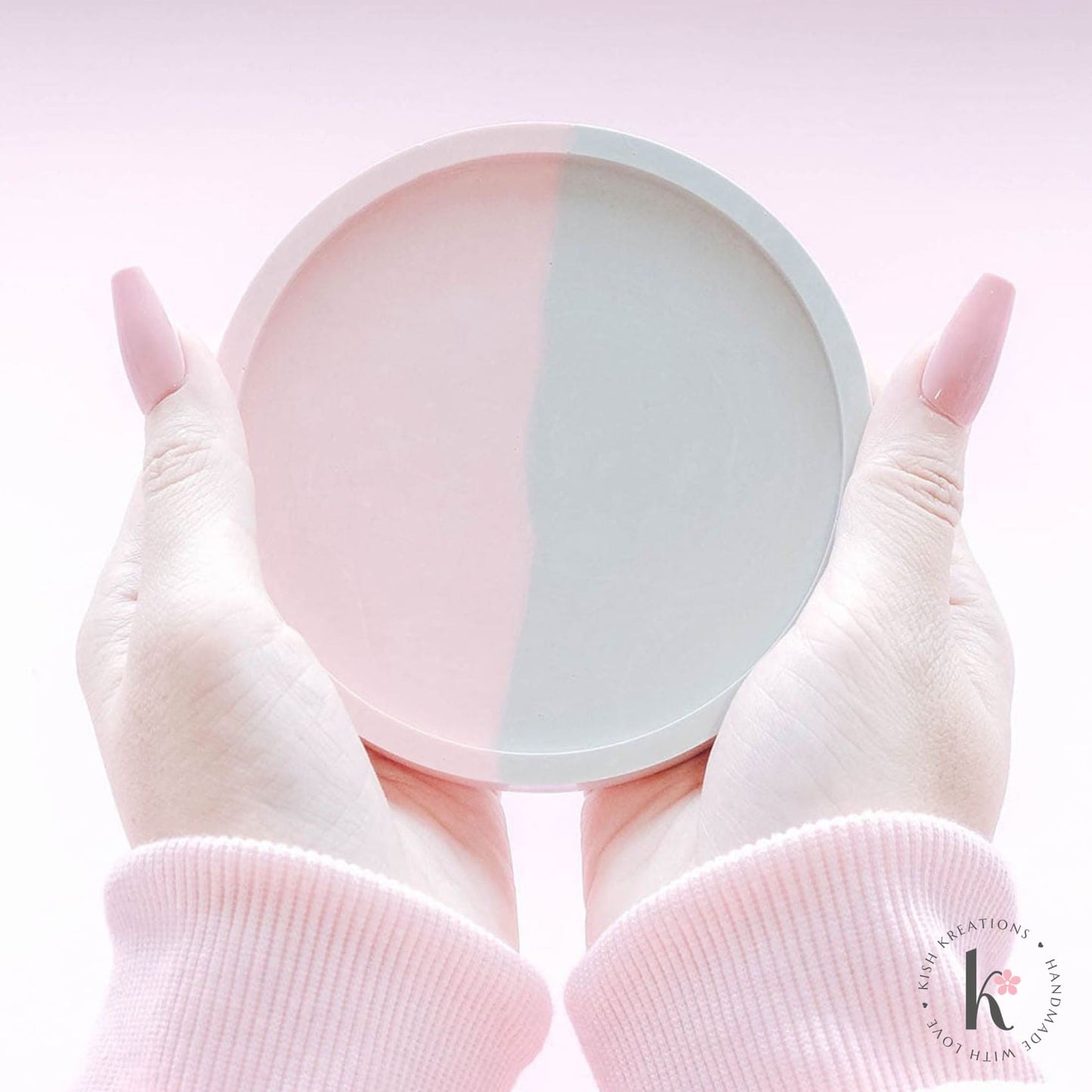 110mm Round Coaster | Duo Colour Design - Kish Kreations - Birthday Gifts, Coasters, Homewares, jesmonite coaster, Personalised Coasters - 110mm-round-coasters-duo-design
