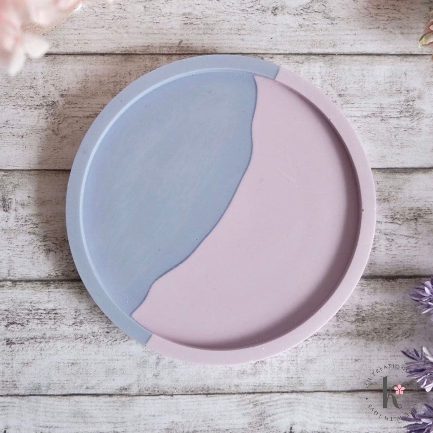 110mm Round Coaster | Duo Colour Design - Kish Kreations - Birthday Gifts, Coasters, Homewares, jesmonite coaster, Personalised Coasters - 110mm-round-coasters-duo-design