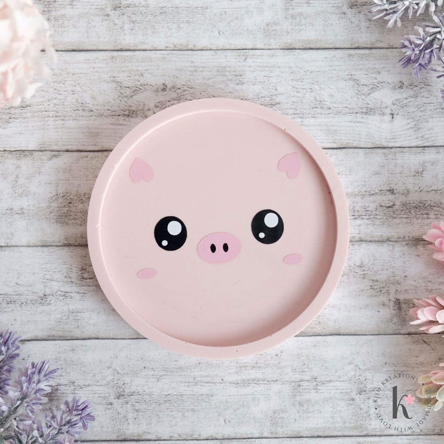 110mm Round Coaster | Kawaii Piggy Design - Kish Kreations - Birthday Gifts, Coasters, Cute Pig Coasters, Homewares, kawaii - copy-of-110mm-round-coasters-plain-design