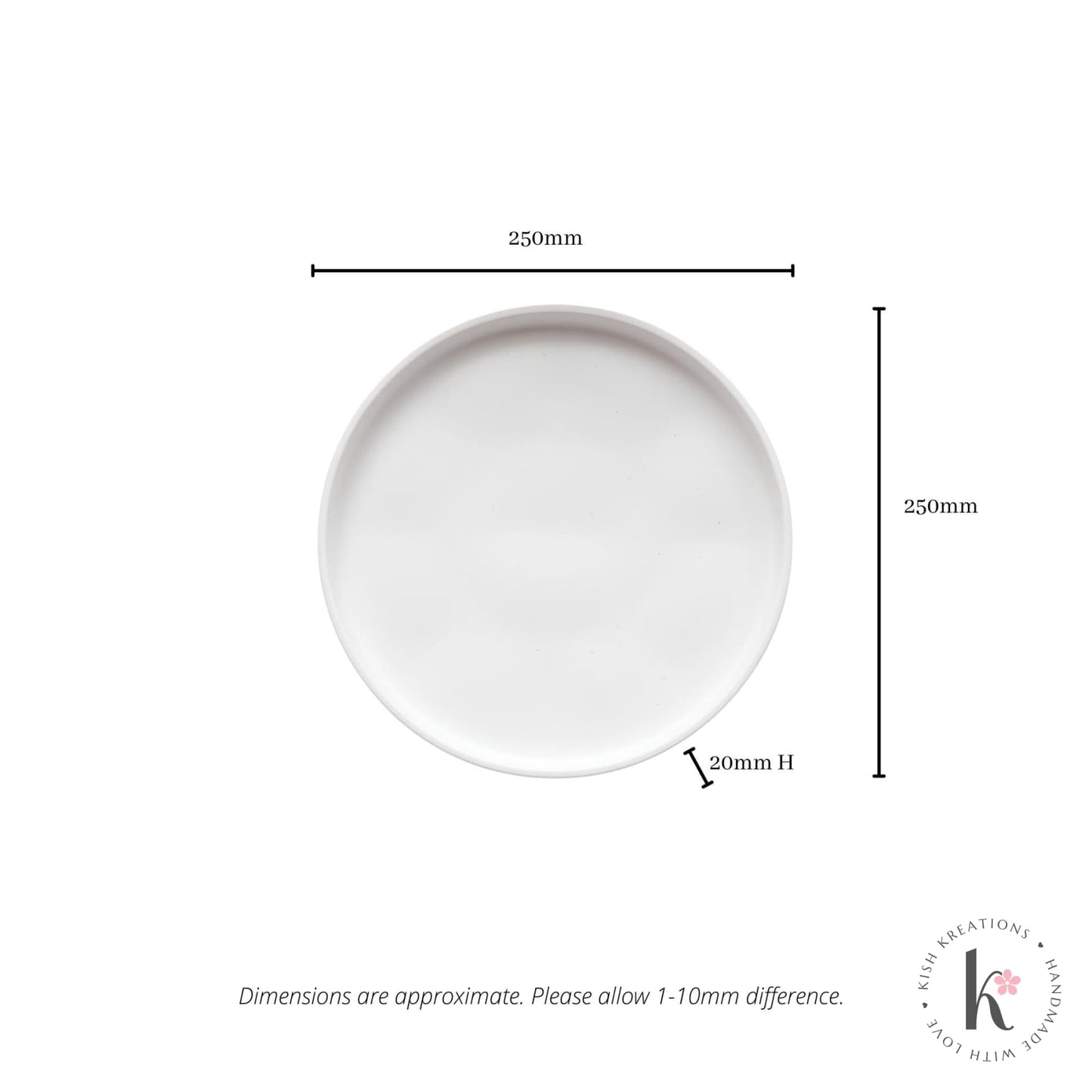 250mm Medium Round Tray | Plain Design - Kish Kreations - Fire Resistant Trays Australia, Homewares, Large Trays - 250mm-large-round-tray-plain-design