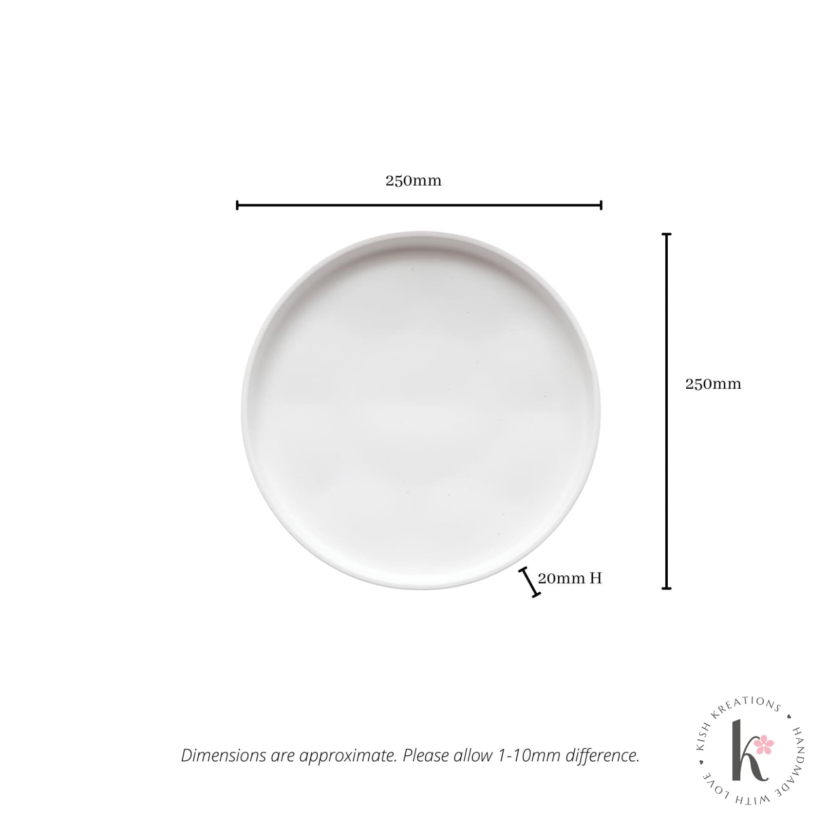250mm Medium Round Tray | Plain Design - Kish Kreations - Fire Resistant Trays Australia, Homewares, Large Trays - 250mm-large-round-tray-plain-design