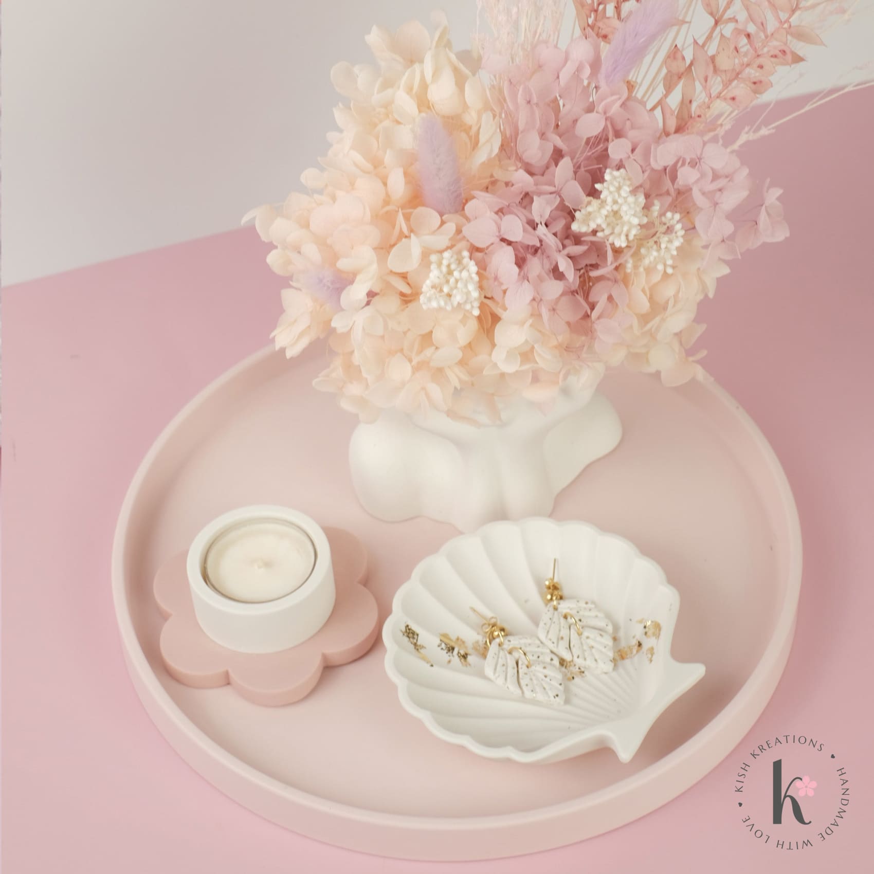 250mm Medium Round Tray | Plain Design - Kish Kreations - Fire Resistant Trays Australia, Homewares, Large Trays - 250mm-large-round-tray-plain-design