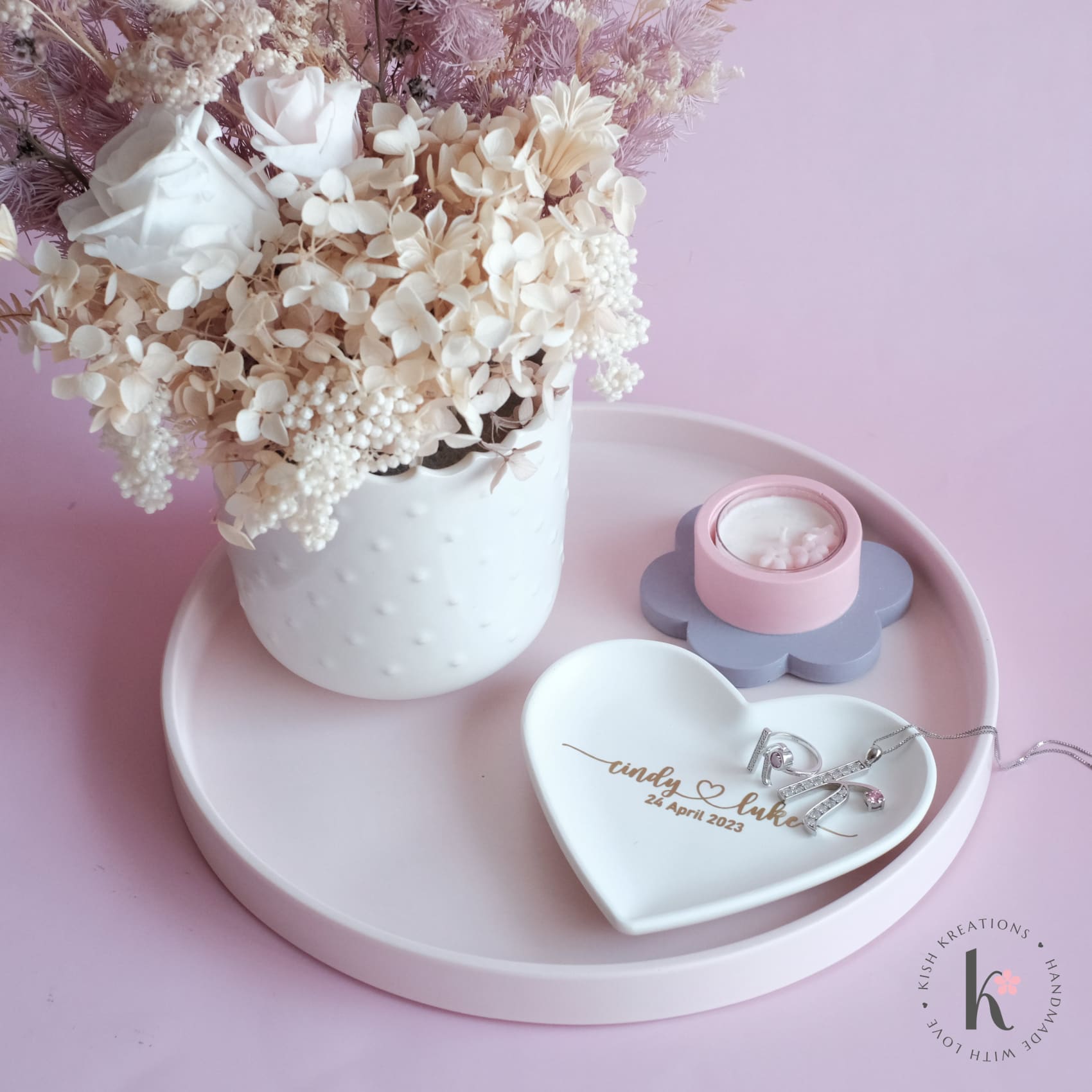 250mm Medium Round Tray | Plain Design - Kish Kreations - Fire Resistant Trays Australia, Homewares, Large Trays - 250mm-large-round-tray-plain-design