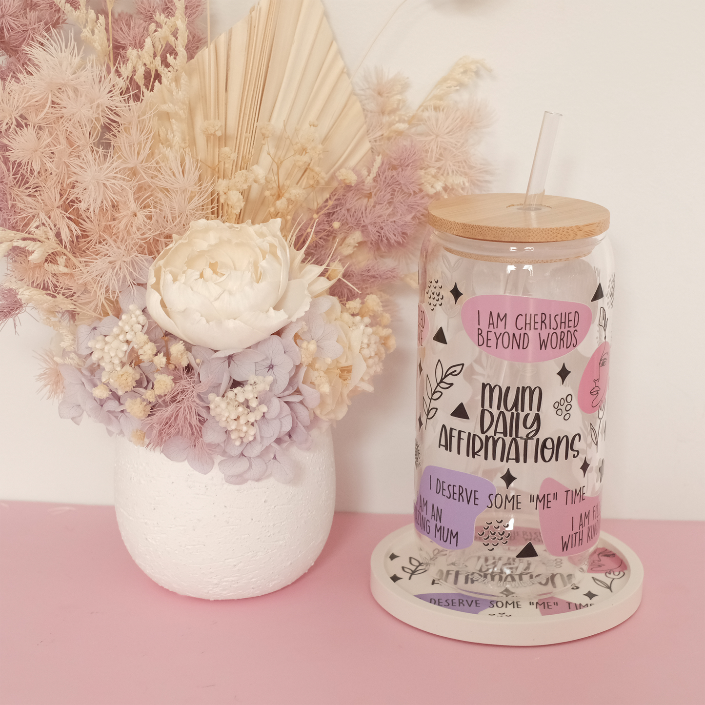 Libbey Glass and Coaster Set - Mum Daily Affirmations