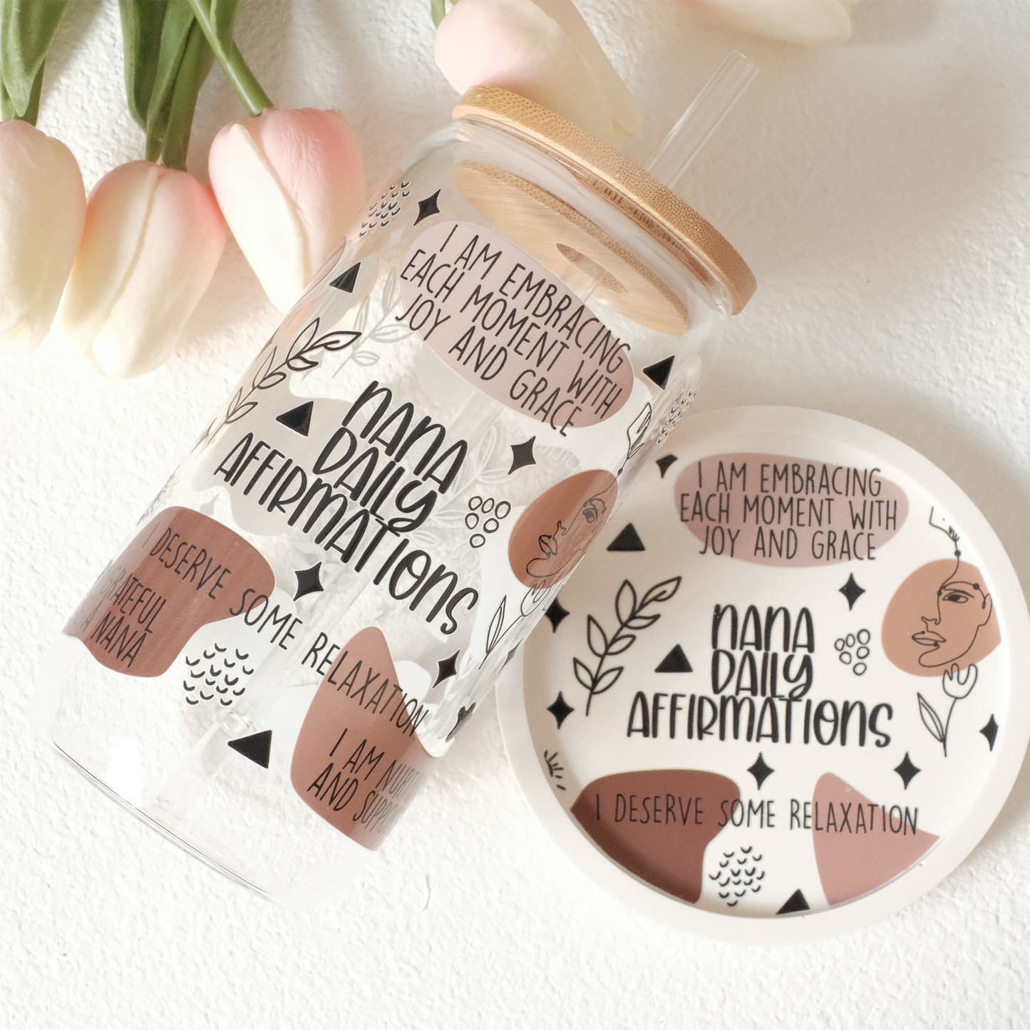Libbey Glass and Coaster Set - Nana Daily Affirmations