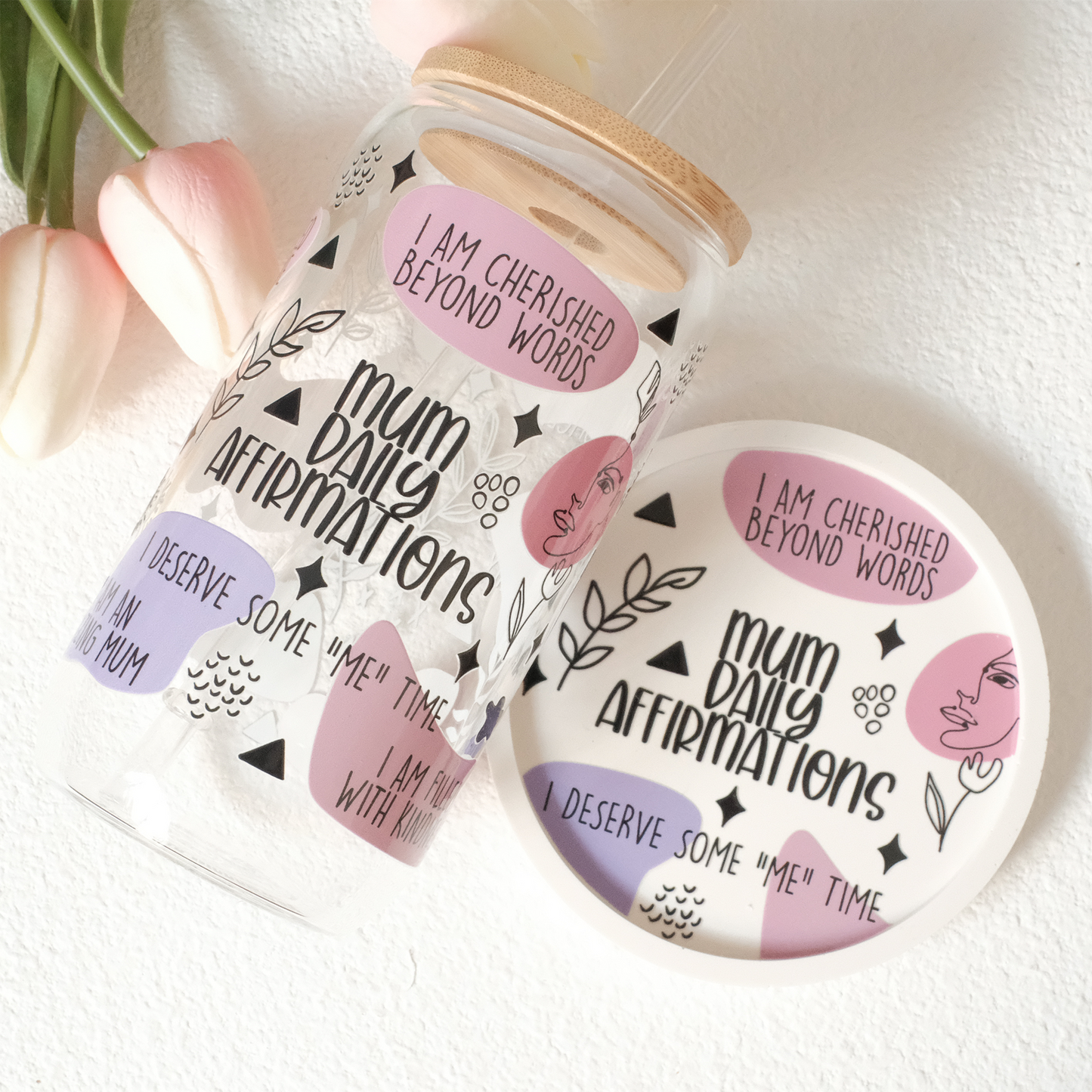 Libbey Glass and Coaster Set - Mum Daily Affirmations