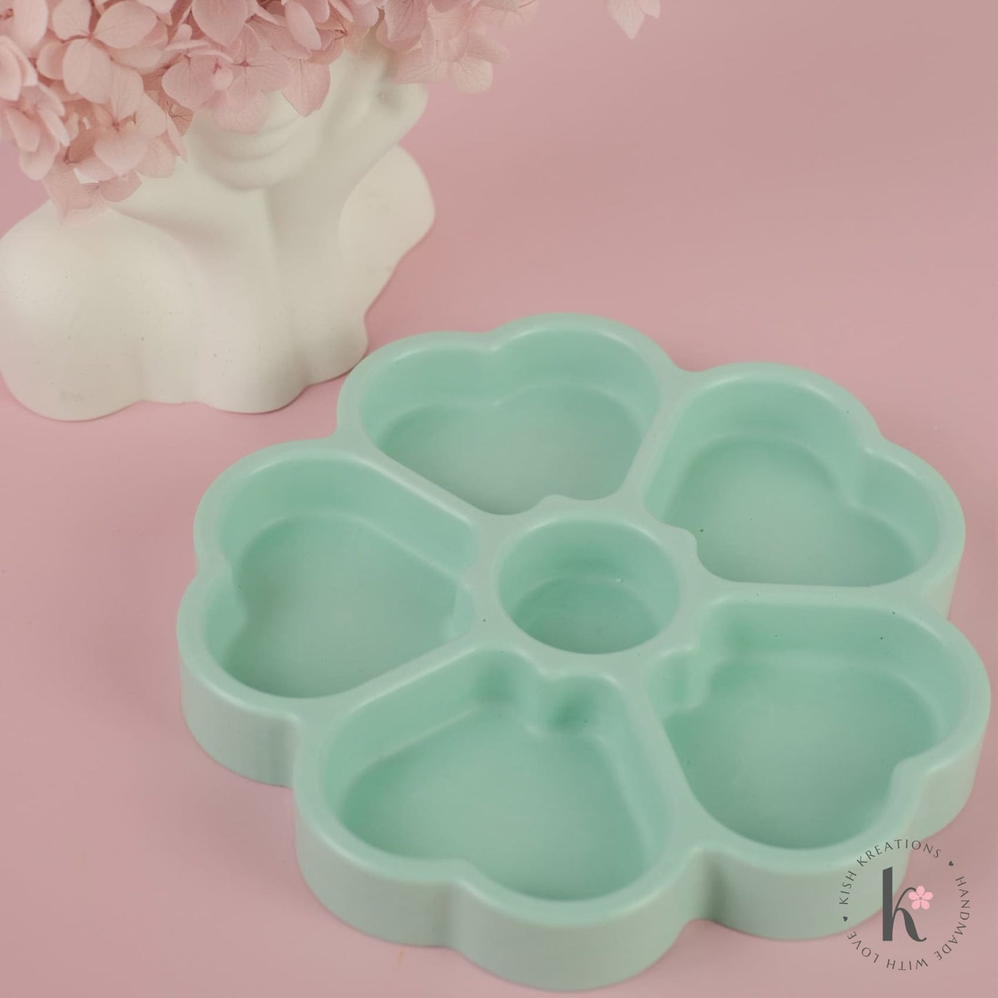 Blossom Multi-compartment Tray | Plain Design - Kish Kreations - Blossom Dish, Flower Dish, Homewares, Jewellery Dish, Jewellery Tray, Personalised Ring Dish Australia, Personalised Tray, trinket dish, Trinket Trays - blossom-multi-compartment-tray-plain-design
