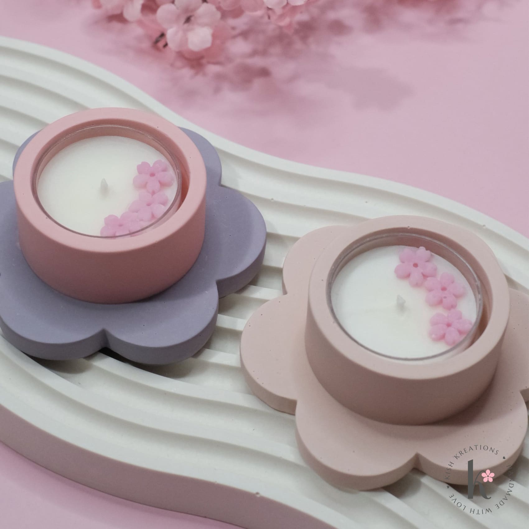 Blossom Tea Light Candle Holder | Single or Duo Colour - Kish Kreations - Candle Holders, Homewares - blossom-tea-light-candle-holder-duo-colour