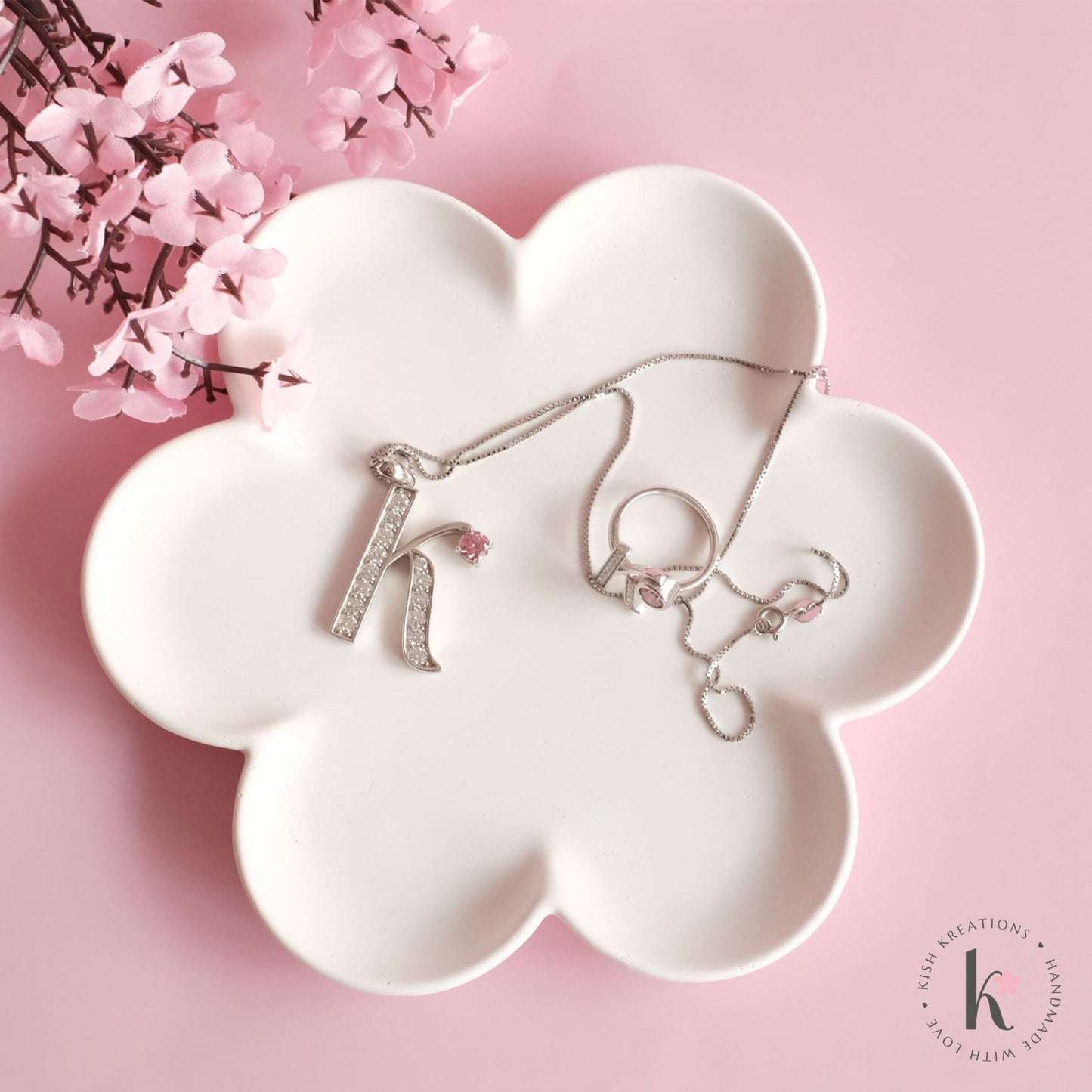 Blossom Trinket Dish | Plain Design - Kish Kreations - Blossom Dish, Flower Dish, Homewares, Jewellery Dish, Jewellery Tray, Personalised Ring Dish Australia, Personalised Tray, trinket dish, Trinket Trays - blossom-trinket-dish-plain-design