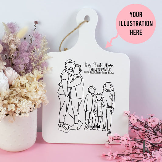 Decorative Chopping Board | Line Art Design - Kish Kreations - Fire Resistant Trays Australia, Homewares, Housewarming gifts, housewarming gifts Australia, Jesmonite, Large Trays - decorative-chopping-board-line-art-design