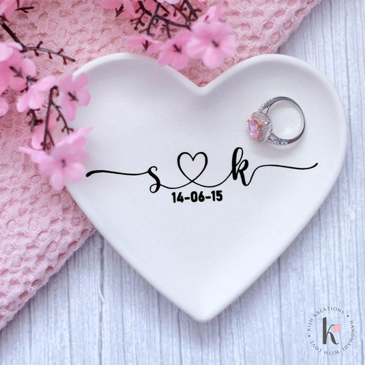 Heart Ring Dish | A❤️B | Initials Plain Design - Kish Kreations - engagement gift ideas, Engagement Gifts under $30, Heart Ring Dishes, Homewares, Personalised Ring Dish Australia, Ring Dish Australia, trinket dish, Trinket Trays, Wedding, wedding gifts near me, Wedding Gifts under $30, Wedding Presents Australia - heart-ring-dish-a❤️b-initials-plain-design