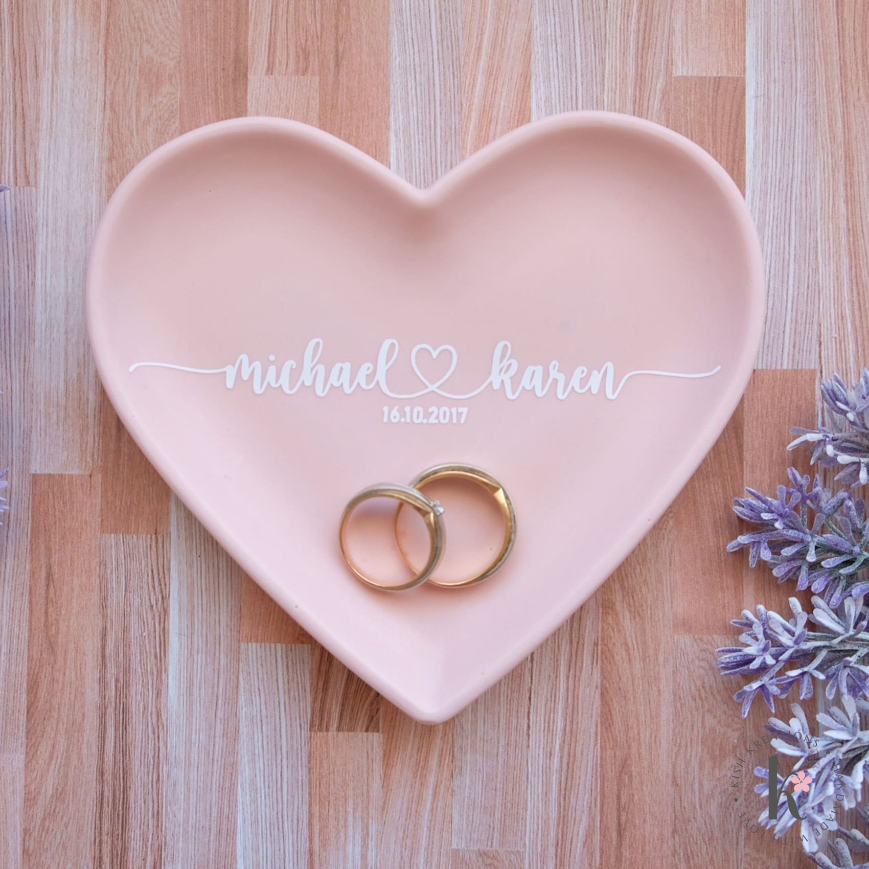Heart Ring Dish | A❤️B | Plain Design - Kish Kreations - 5 year wedding anniversary, engagement gift ideas, Engagement Gifts under $30, Engagement Ring Dish Customised, Heart Ring Dishes, Homewares, Personalised Dish, Personalised Ring Dish Australia, Ring Dish Australia, Trinket Trays, Wedding, Wedding Gifts under $30, Wedding Presents Australia - heart-ring-dish-plain-design