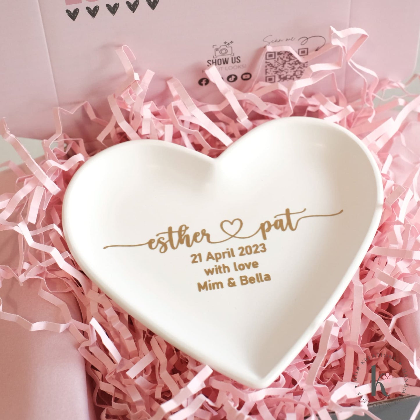 Heart Ring Dish | A❤️B | Plain Design - Kish Kreations - 5 year wedding anniversary, engagement gift ideas, Engagement Gifts under $30, Engagement Ring Dish Customised, Heart Ring Dishes, Homewares, Personalised Dish, Personalised Ring Dish Australia, Ring Dish Australia, Trinket Trays, Wedding, Wedding Gifts under $30, Wedding Presents Australia - heart-ring-dish-plain-design