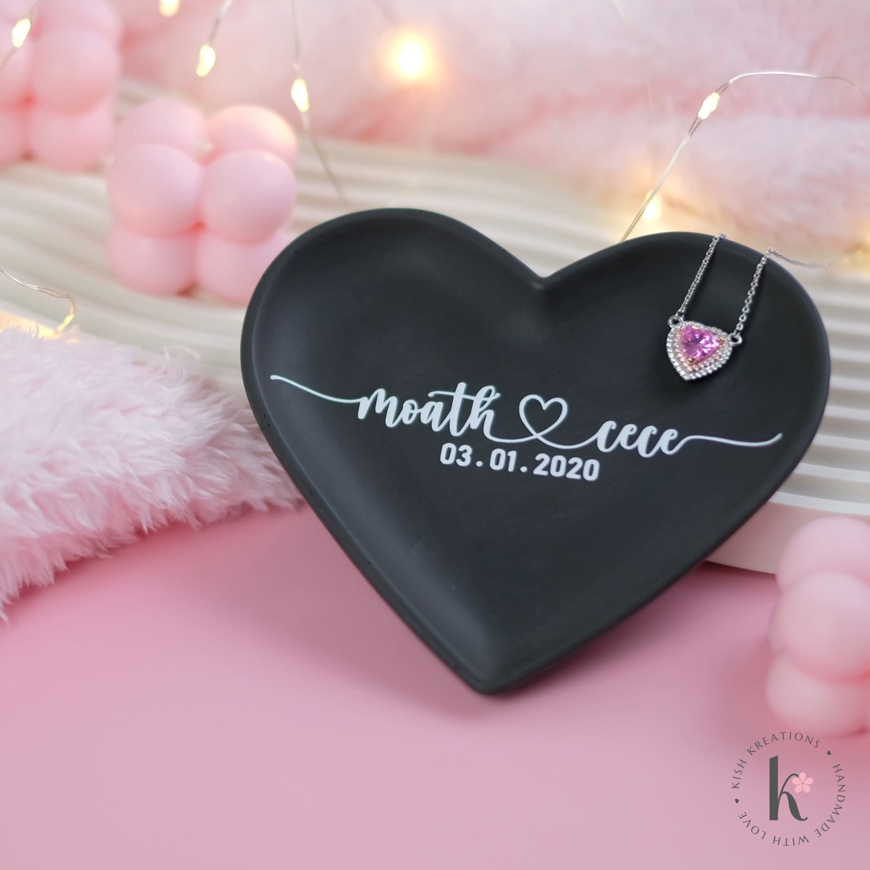 Heart Ring Dish | A❤️B | Plain Design - Kish Kreations - 5 year wedding anniversary, engagement gift ideas, Engagement Gifts under $30, Engagement Ring Dish Customised, Heart Ring Dishes, Homewares, Personalised Dish, Personalised Ring Dish Australia, Ring Dish Australia, Trinket Trays, Wedding, Wedding Gifts under $30, Wedding Presents Australia - heart-ring-dish-plain-design