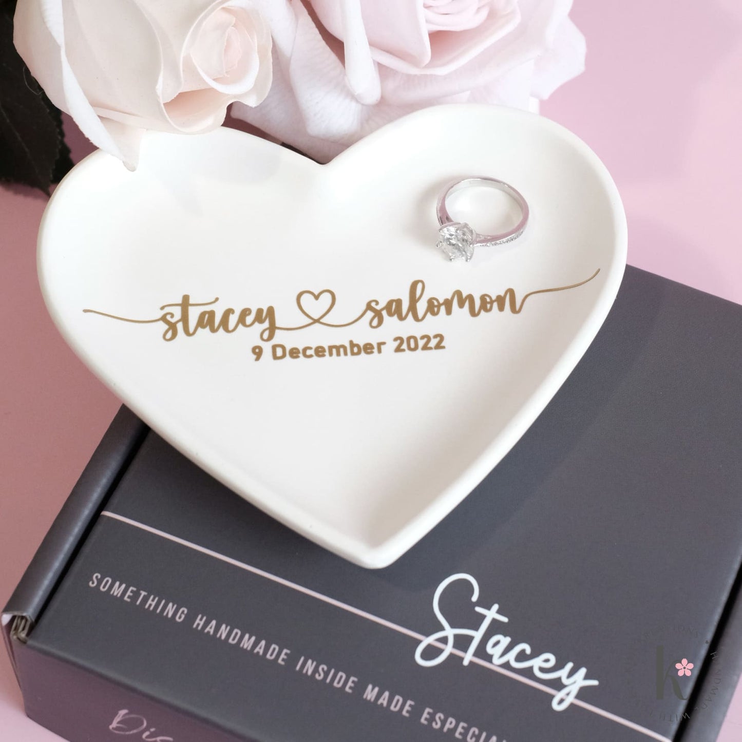Heart Ring Dish | A❤️B | Plain Design - Kish Kreations - 5 year wedding anniversary, engagement gift ideas, Engagement Gifts under $30, Engagement Ring Dish Customised, Heart Ring Dishes, Homewares, Personalised Dish, Personalised Ring Dish Australia, Ring Dish Australia, Trinket Trays, Wedding, Wedding Gifts under $30, Wedding Presents Australia - heart-ring-dish-plain-design