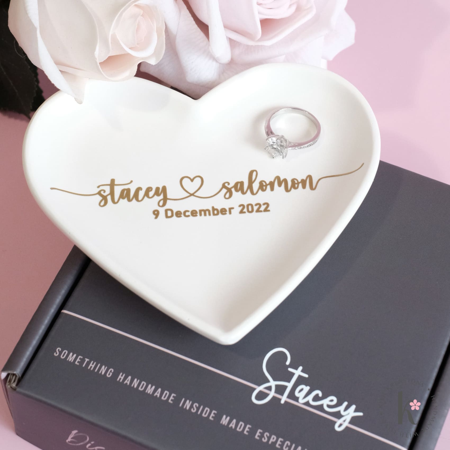 Heart Ring Dish | A❤️B | Plain Design - Kish Kreations - 5 year wedding anniversary, engagement gift ideas, Engagement Gifts under $30, Engagement Ring Dish Customised, Heart Ring Dishes, Homewares, Personalised Dish, Personalised Ring Dish Australia, Ring Dish Australia, Trinket Trays, Wedding, Wedding Gifts under $30, Wedding Presents Australia - heart-ring-dish-plain-design