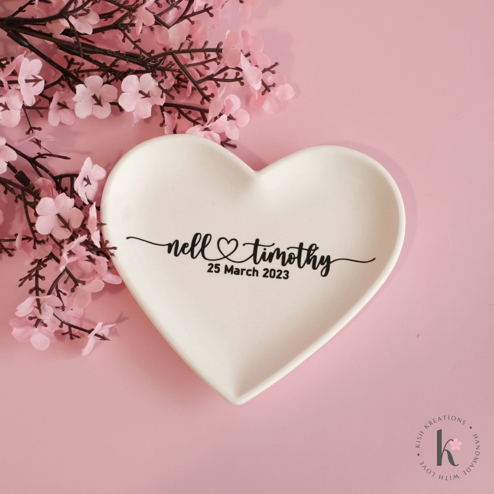 Heart Ring Dish | A❤️B | Plain Design - Kish Kreations - 5 year wedding anniversary, engagement gift ideas, Engagement Gifts under $30, Engagement Ring Dish Customised, Heart Ring Dishes, Homewares, Personalised Dish, Personalised Ring Dish Australia, Ring Dish Australia, Trinket Trays, Wedding, Wedding Gifts under $30, Wedding Presents Australia - heart-ring-dish-plain-design