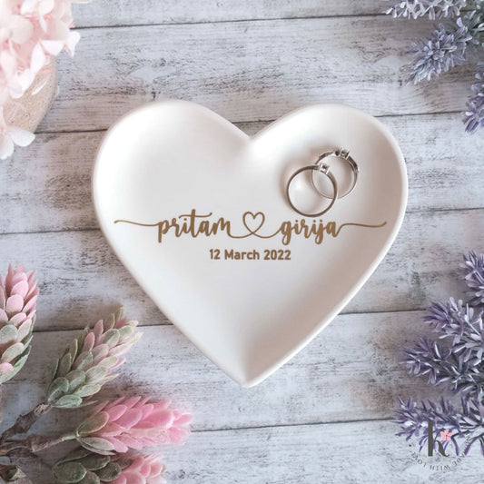 Heart Ring Dish | A❤️B | Plain Design - Kish Kreations - 5 year wedding anniversary, engagement gift ideas, Engagement Gifts under $30, Engagement Ring Dish Customised, Heart Ring Dishes, Homewares, Personalised Dish, Personalised Ring Dish Australia, Ring Dish Australia, Trinket Trays, Wedding, Wedding Gifts under $30, Wedding Presents Australia - heart-ring-dish-plain-design