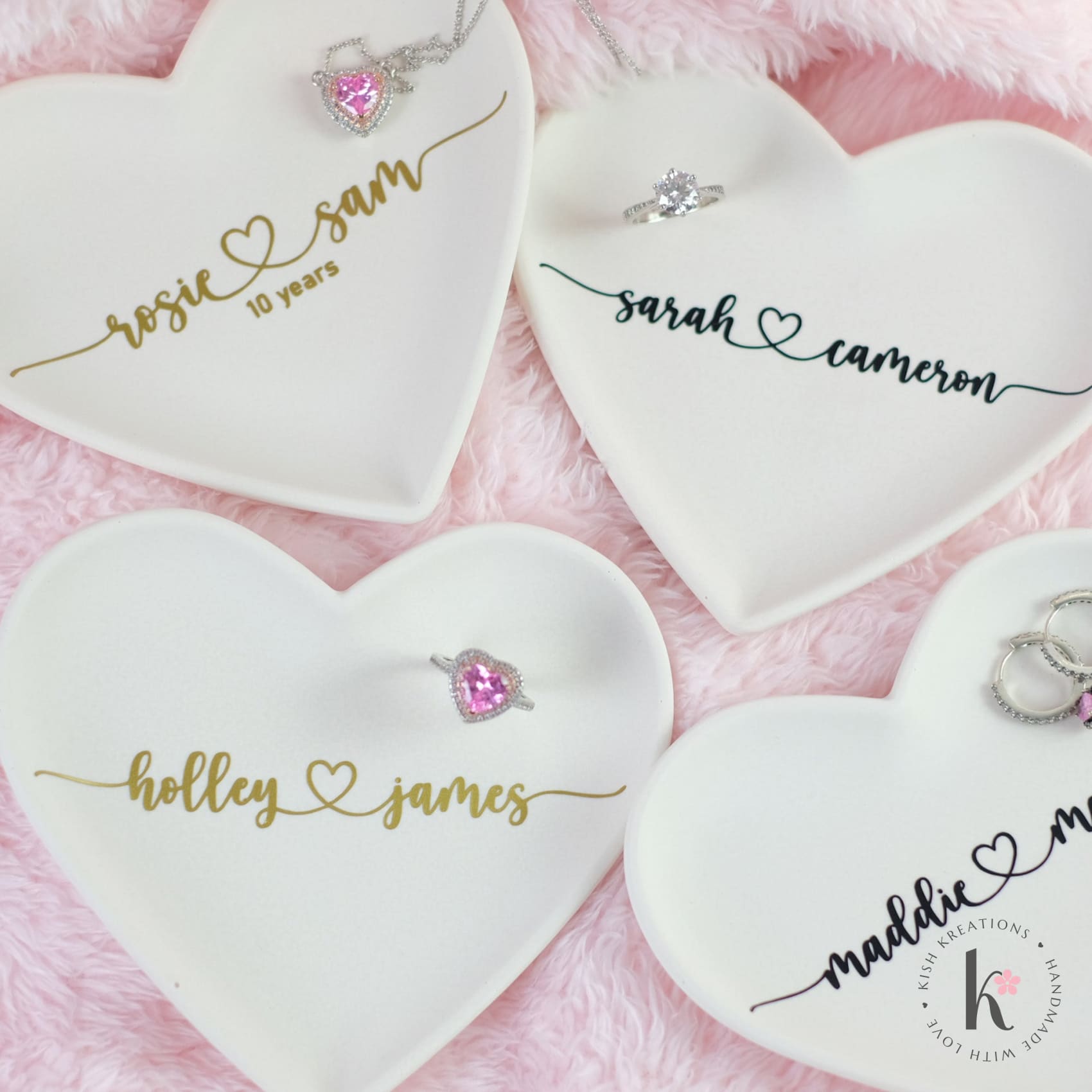 Heart Ring Dish | A❤️B | Plain Design - Kish Kreations - 5 year wedding anniversary, engagement gift ideas, Engagement Gifts under $30, Engagement Ring Dish Customised, Heart Ring Dishes, Homewares, Personalised Dish, Personalised Ring Dish Australia, Ring Dish Australia, Trinket Trays, Wedding, Wedding Gifts under $30, Wedding Presents Australia - heart-ring-dish-plain-design