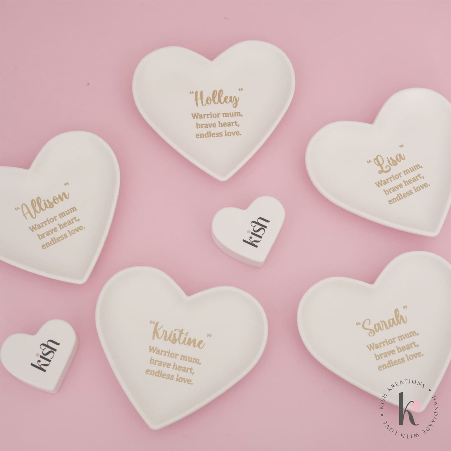 Heart Ring Dish | Custom | Plain Design - Kish Kreations - Birthday Gift for her Australia, Heart Ring Dishes, Heart Shaped Gifts, Homewares, Personalised Ring Dish Australia, trinket dish, Trinket Trays - heart-ring-dish-your-name-plain-design