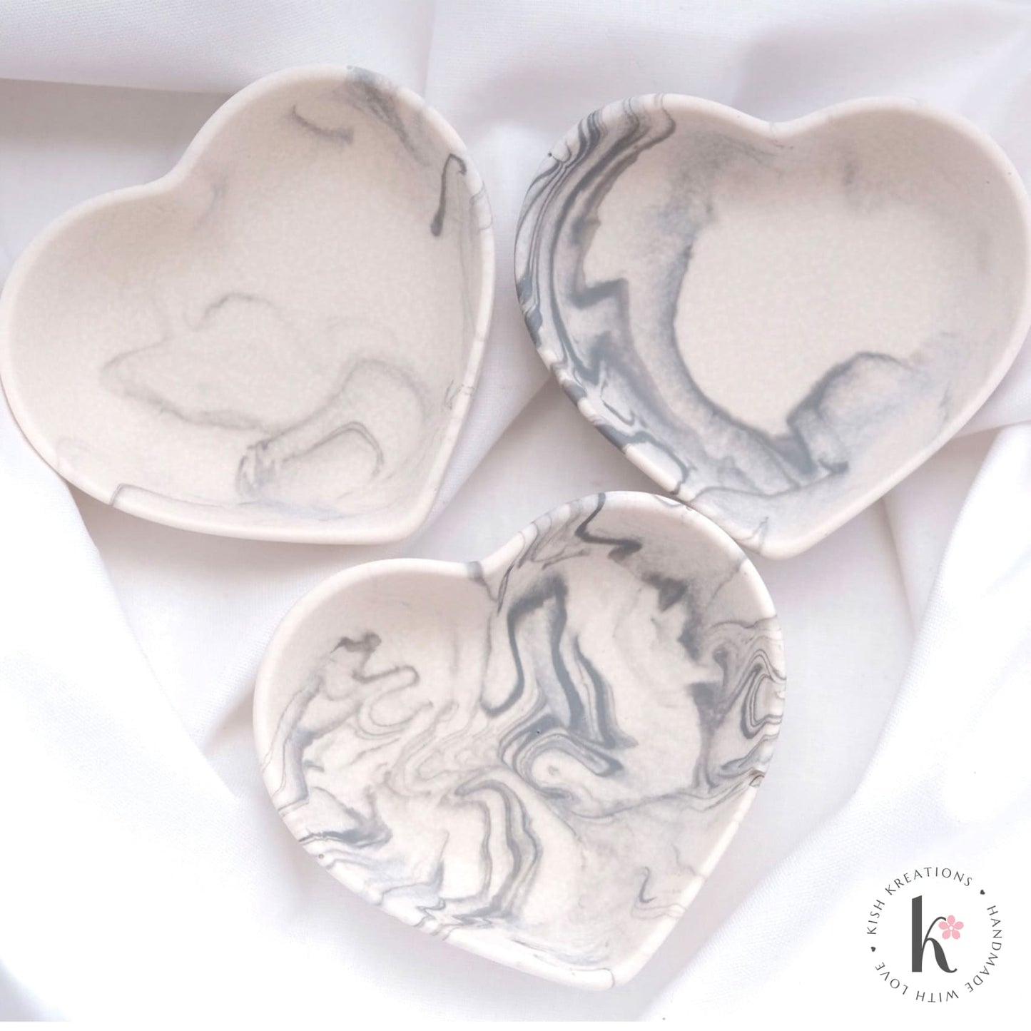 Heart Ring Dish Mini | Marble Design - Kish Kreations - Heart Ring Dishes, Homewares, Jesmonite, Personalised Ring Dish Australia, trinket dish, Trinket Trays, Wedding - copy-of-heart-ring-dish-mini-plain-design