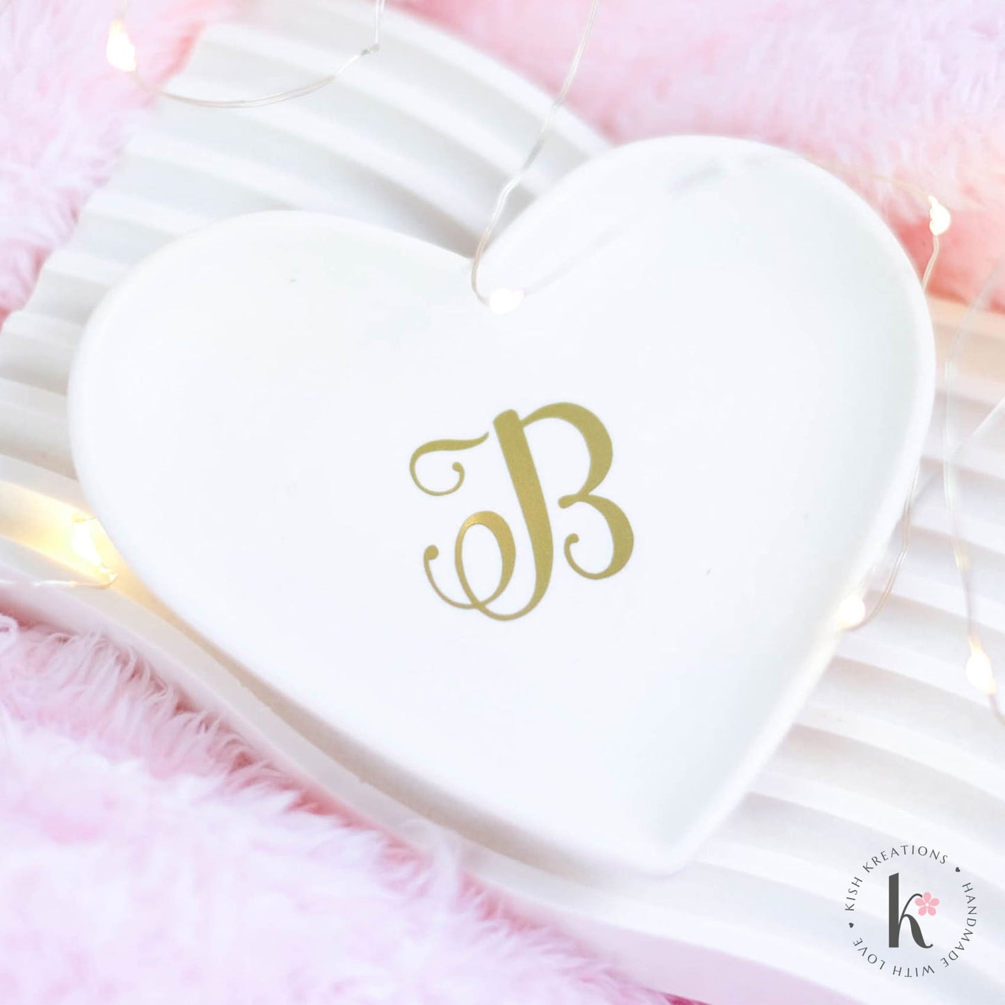 Heart Ring Dish | Monogram | Plain Design - Kish Kreations - Gifts with monogram, Heart Ring Dishes, Homewares, Personalised Ring Dish Australia, trinket dish, Trinket Trays, Wedding - heart-ring-dish-monogram-plain-design