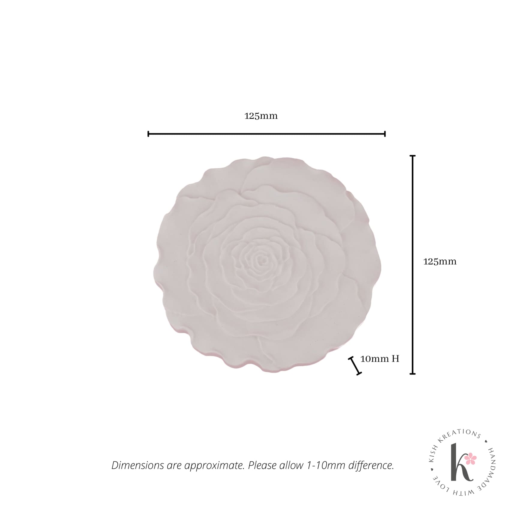 Margarita Rose Shaped Tray | Plain Design - Kish Kreations - Blossom Dish, Flower Dish, Homewares, Jewellery Dish, Jewellery Tray, Personalised Ring Dish Australia, Personalised Tray, trinket dish, Trinket Trays - rose-flat-trays-plain-design