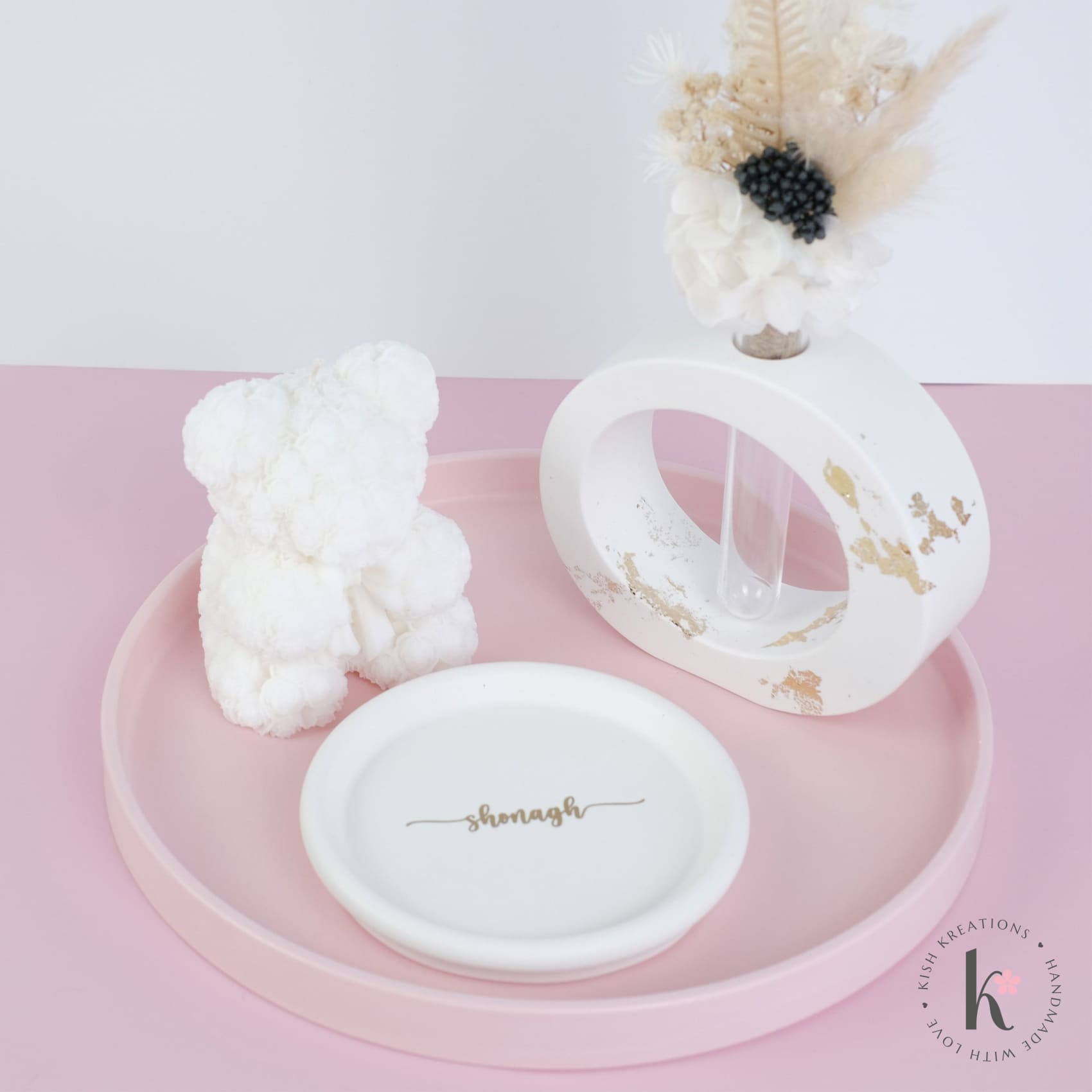 Round Ring Dish | A❤️B | Plain Design - Kish Kreations - Circle Dish, Engagement Gifts under $30, Engagement Ring Dish Customised, Homewares, Personalised Dish, Personalised Ring Dish Australia, Ring Dish Australia, Wedding, Wedding Gifts for Couple, Wedding Gifts under $30, Wedding Presents Australia - round-ring-dish-a❤️b-plain-design