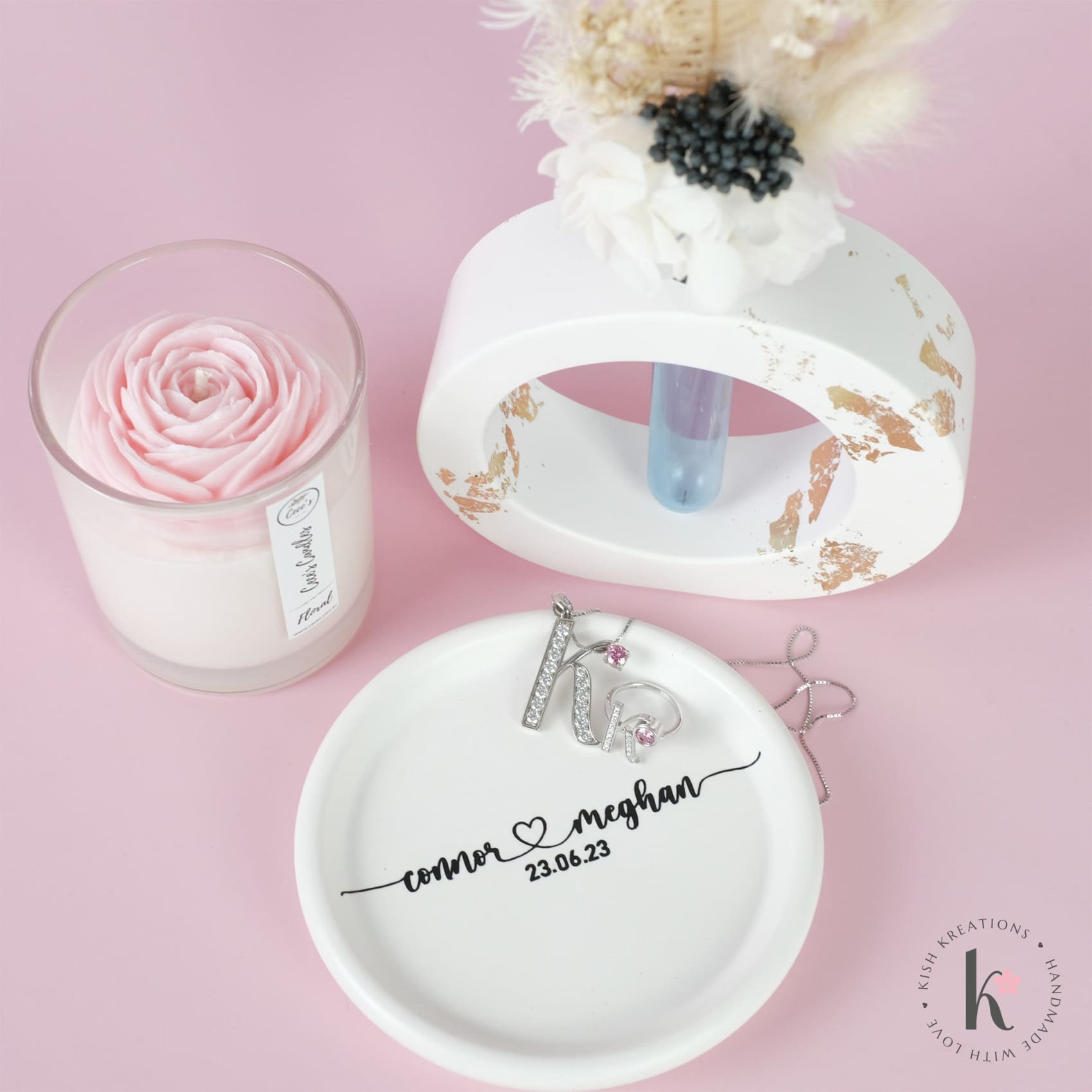 Round Ring Dish | A❤️B | Plain Design - Kish Kreations - Circle Dish, Engagement Gifts under $30, Engagement Ring Dish Customised, Homewares, Personalised Dish, Personalised Ring Dish Australia, Ring Dish Australia, Wedding, Wedding Gifts for Couple, Wedding Gifts under $30, Wedding Presents Australia - round-ring-dish-a❤️b-plain-design