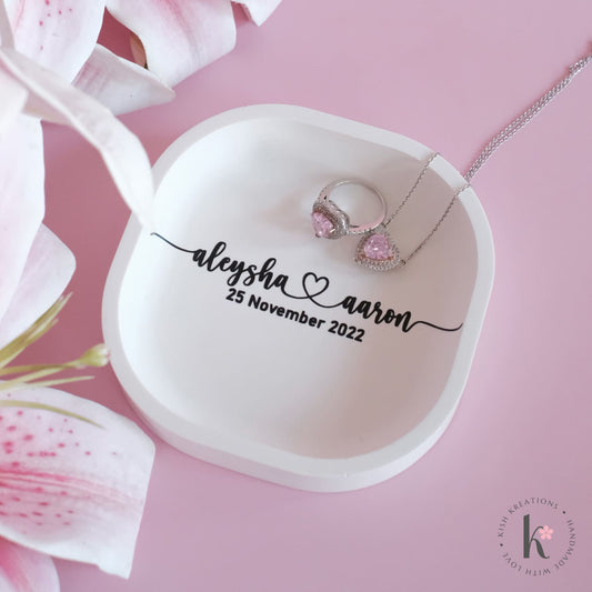 Rounded Square Ring Dish | A❤️B | Plain Design - Kish Kreations - Homewares, Personalised Ring Dish Australia, Square dish, Wedding, Wedding Gifts for Couple - rounded-square-ring-dish-a❤️b-plain-design