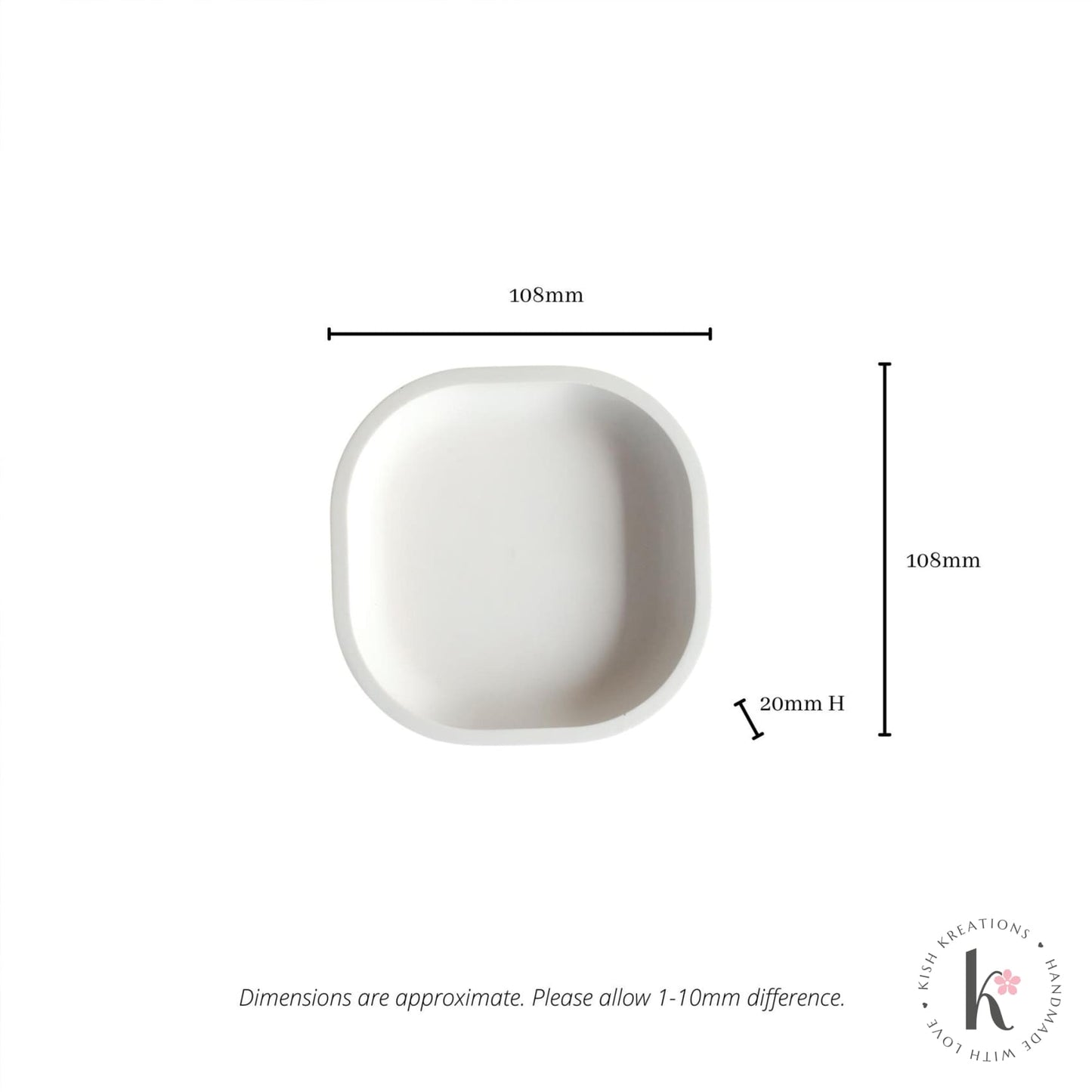 Rounded Square Ring Dish | A❤️B | Plain Design - Kish Kreations - Homewares, Personalised Ring Dish Australia, Square dish, Wedding, Wedding Gifts for Couple - rounded-square-ring-dish-a❤️b-plain-design