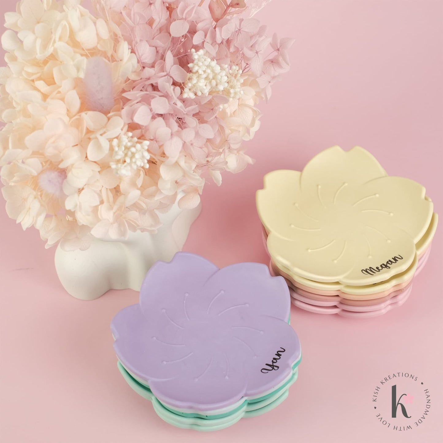 Sakura Trinket Dish | Plain Design - Kish Kreations - Cherry Blossom Jesmonite Decor, Homewares, Personalised Ring Dish Australia, Personalised Tray, trinket dish, Trinket Trays - sakura-trinket-dish