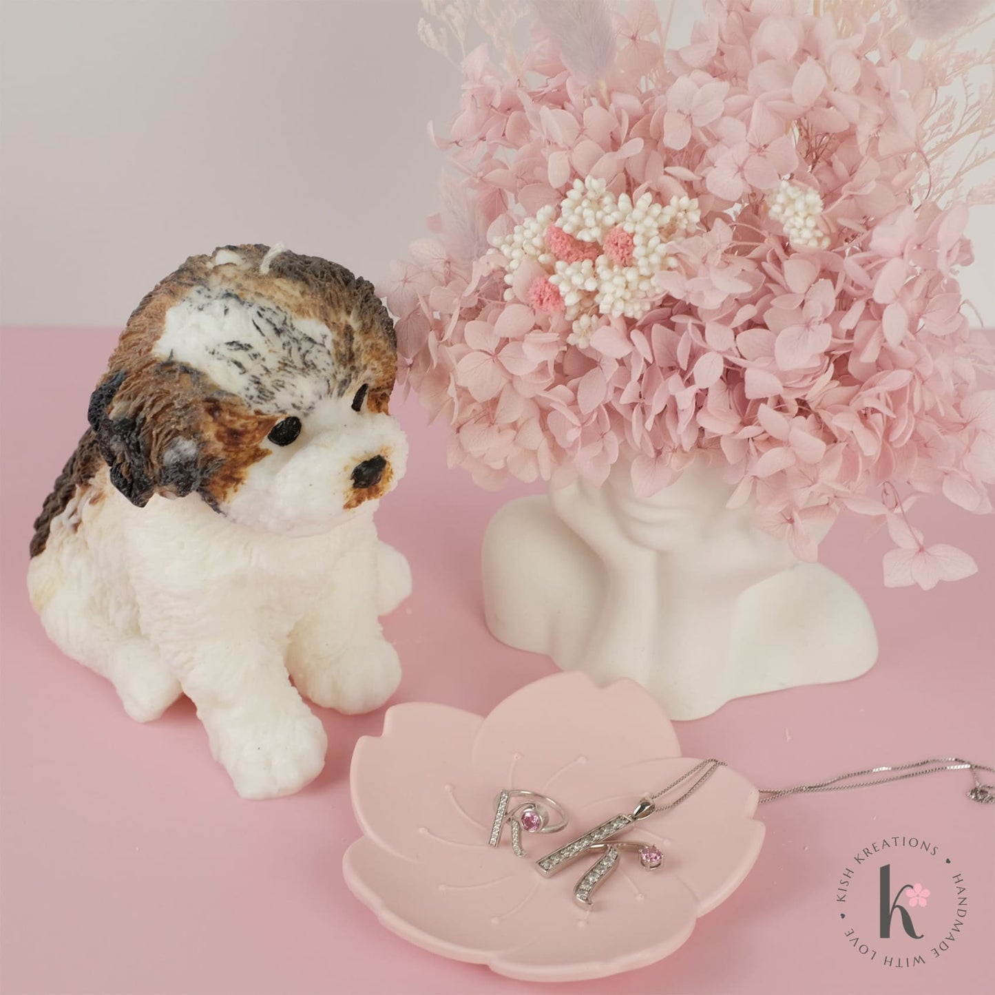 Sakura Trinket Dish | Plain Design - Kish Kreations - Cherry Blossom Jesmonite Decor, Homewares, Personalised Ring Dish Australia, Personalised Tray, trinket dish, Trinket Trays - sakura-trinket-dish