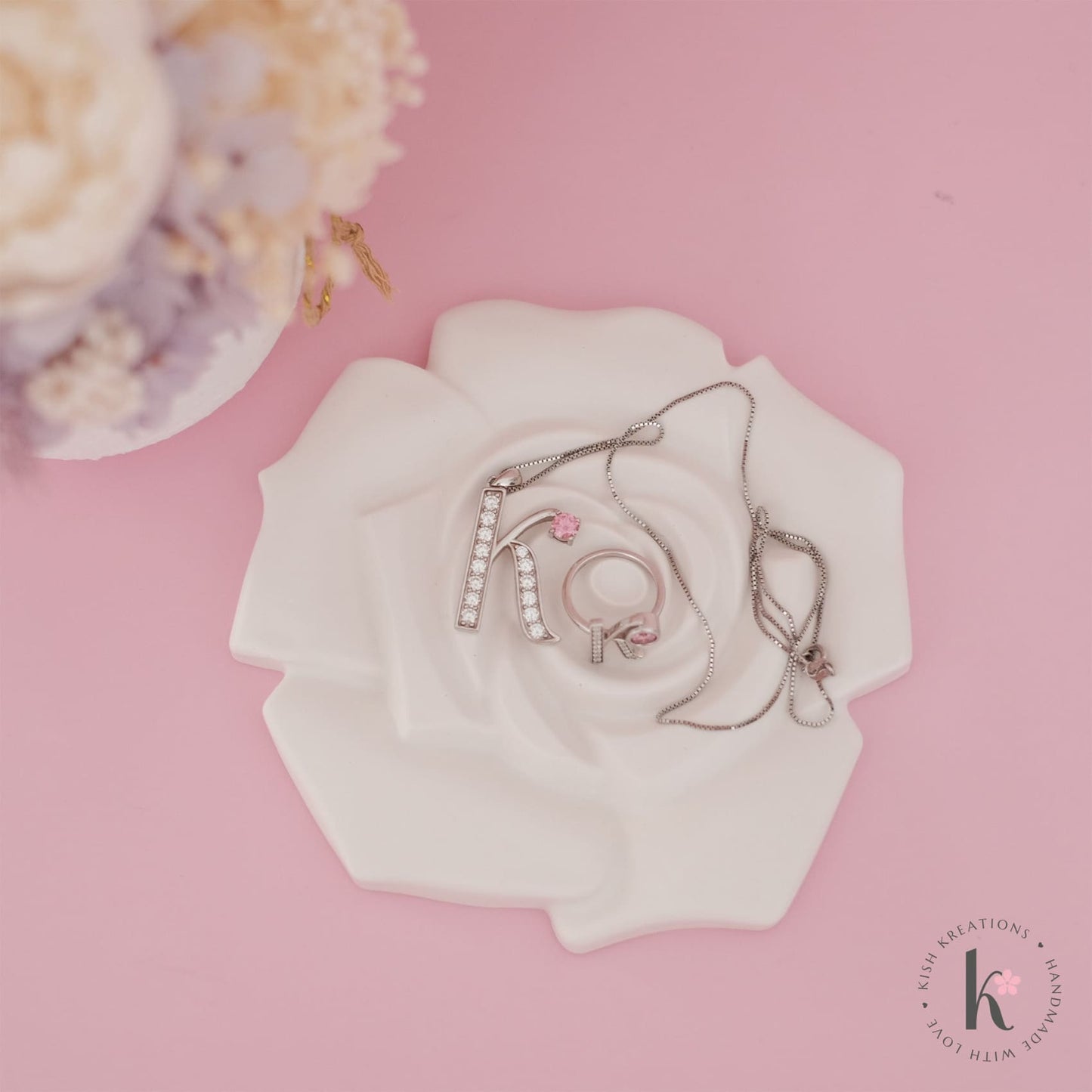 Tea Rose Shaped Tray | Plain Design - Kish Kreations - Blossom Dish, Flower Dish, Homewares, Jewellery Dish, Jewellery Tray, Personalised Ring Dish Australia, Personalised Tray, trinket dish, Trinket Trays - tea-rose-shaped-tray-plain-design