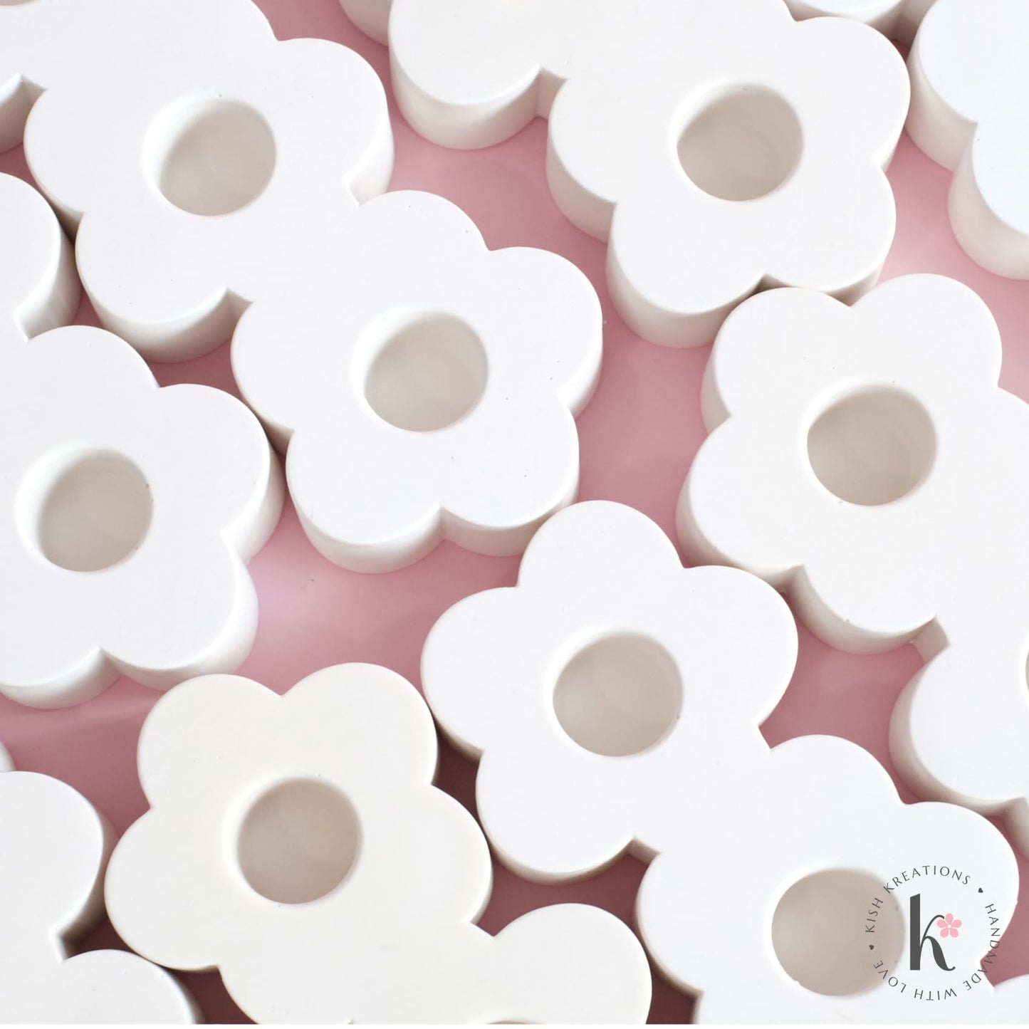 Triple Blossom Candle Holder | Plain Design - Kish Kreations - Candle Holders, Homewares - triple-blossom-candle-holder-plain-design