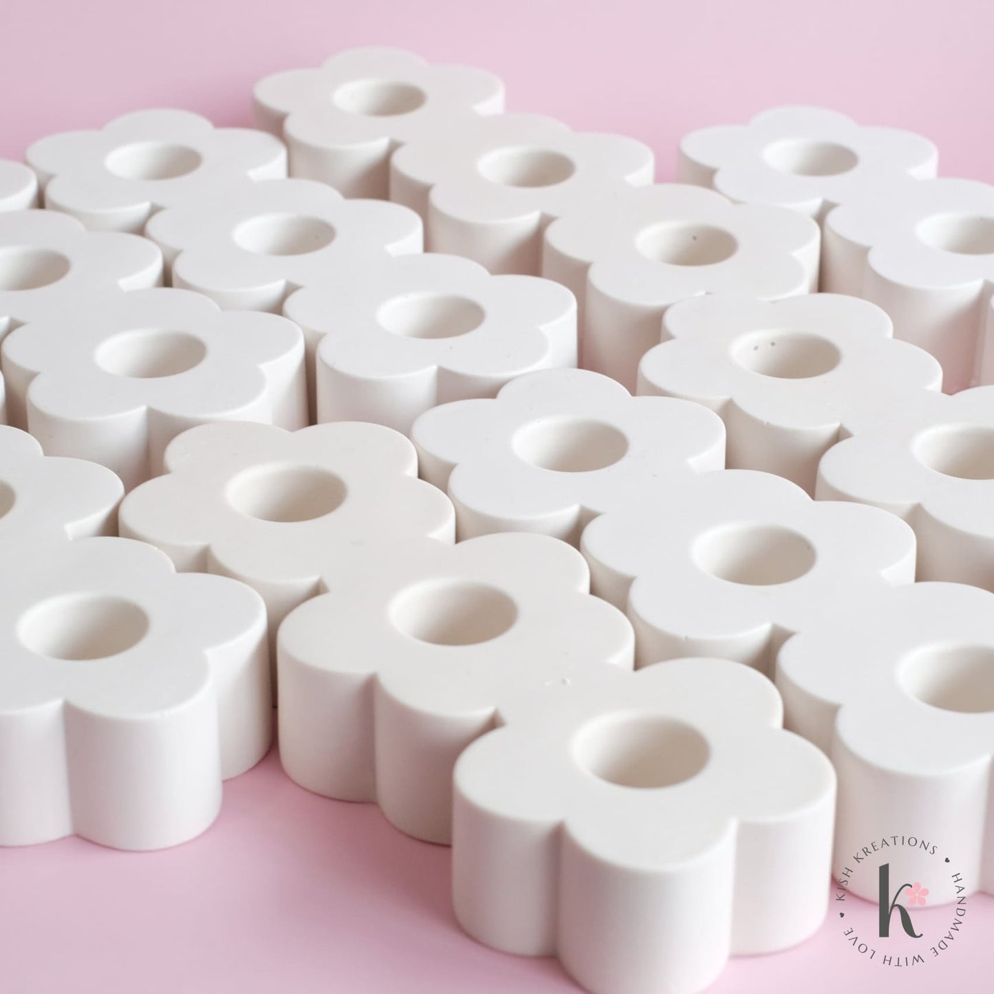 Triple Blossom Candle Holder | Plain Design - Kish Kreations - Candle Holders, Homewares - triple-blossom-candle-holder-plain-design