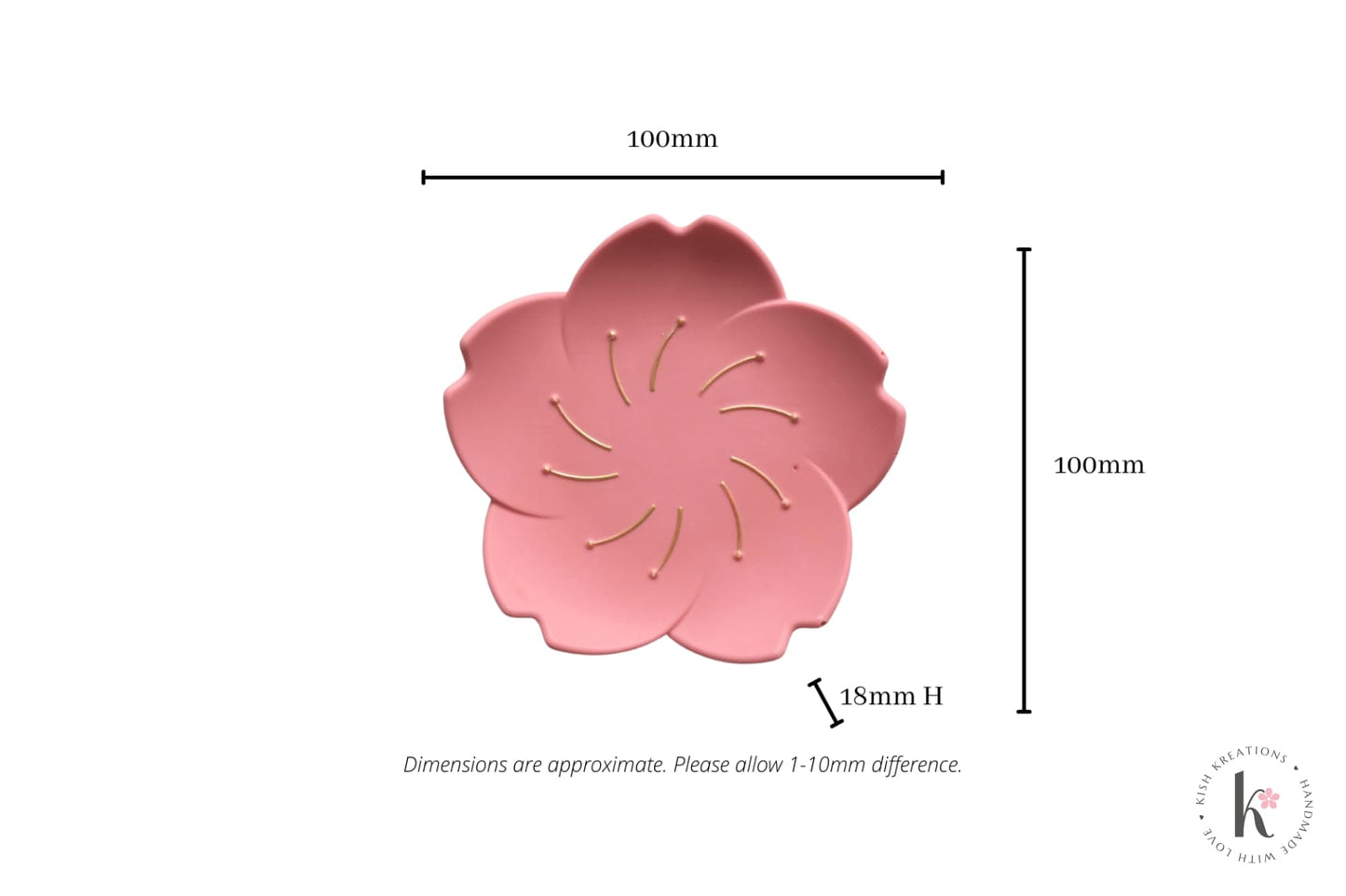 Sakura Trinket Dish | Plain Design - Kish Kreations - Cherry Blossom Jesmonite Decor, Homewares, Personalised Ring Dish Australia, Personalised Tray, trinket dish, Trinket Trays - sakura-trinket-dish