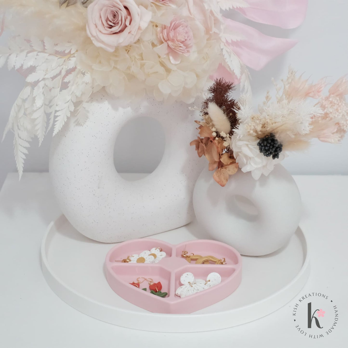 Heart Multi-compartment Tray | Plain Design - Kish Kreations - Blossom Dish, Flower Dish, Homewares, Jewellery Dish, Jewellery Tray, Personalised Ring Dish Australia, Personalised Tray, trinket dish, Trinket Trays - heart-multi-compartment-tray-plain-design