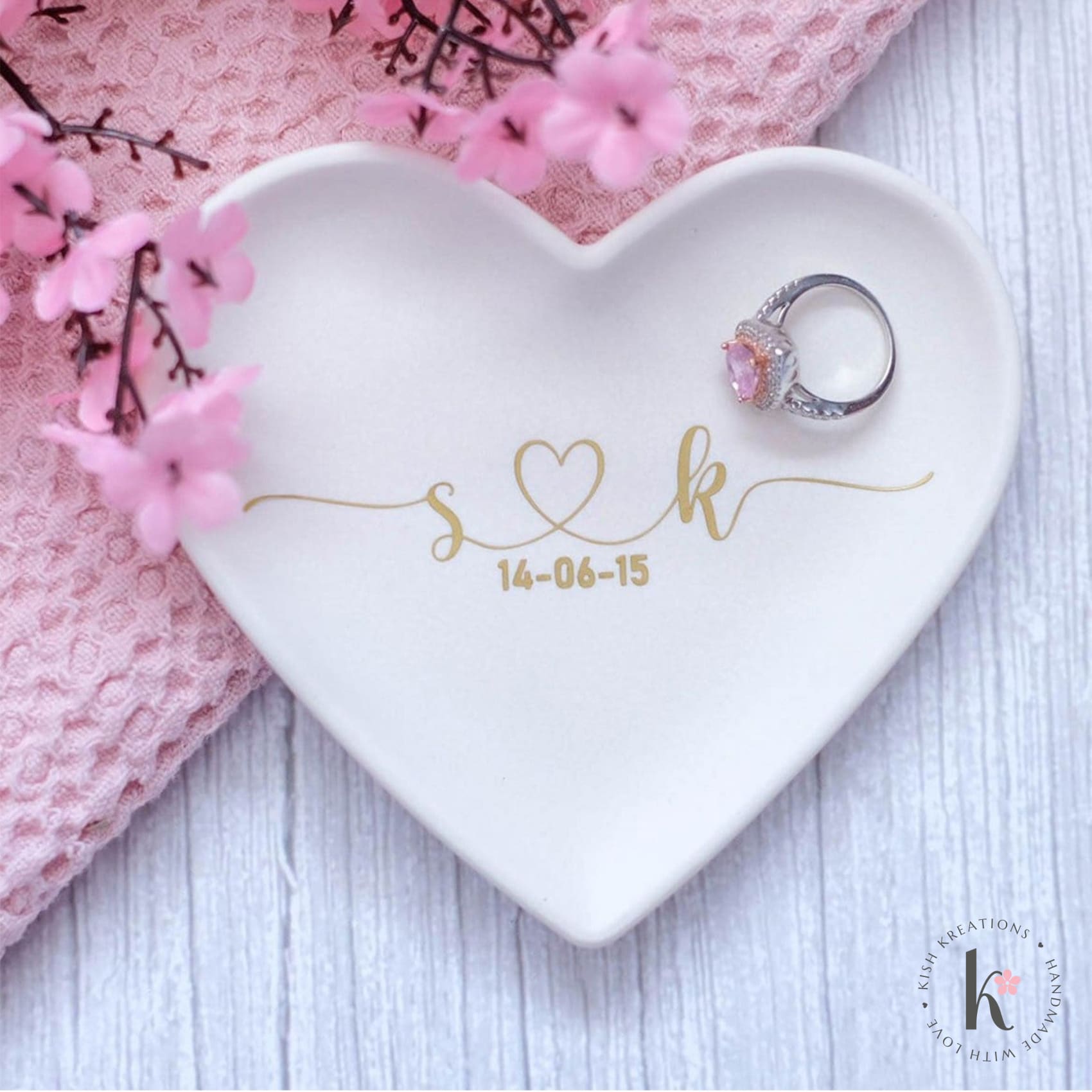 Gift, Tiffany Monogram Ring Dish Engagement Ring Holder By