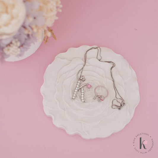 Margarita Rose Shaped Tray | Plain Design - Kish Kreations - Blossom Dish, Flower Dish, Homewares, Jewellery Dish, Jewellery Tray, Personalised Ring Dish Australia, Personalised Tray, trinket dish, Trinket Trays - rose-flat-trays-plain-design