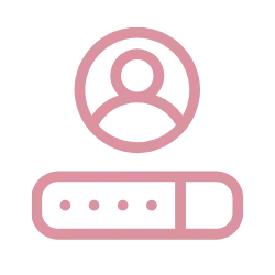 Pink pixelated icon of a steering wheel with a plus sign and crosshair, above a rectangular dashboard display.
