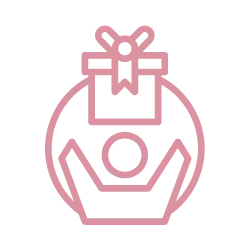 Pink pixelated logo of a stylized potion bottle with a cross and bat wings.