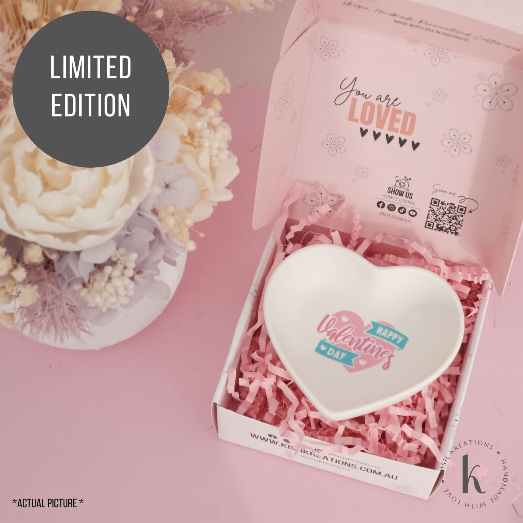 [Ready to Dispatch] LIMITED EDITION - Mini Heart Ring Dish (Happy Valentine's Day) - Kish Kreations - Gift Box, Ready Stock, Trinket Trays - ready-to-dispatch-limited-edition-mini-heart-ring-dish-happy-valentines-day