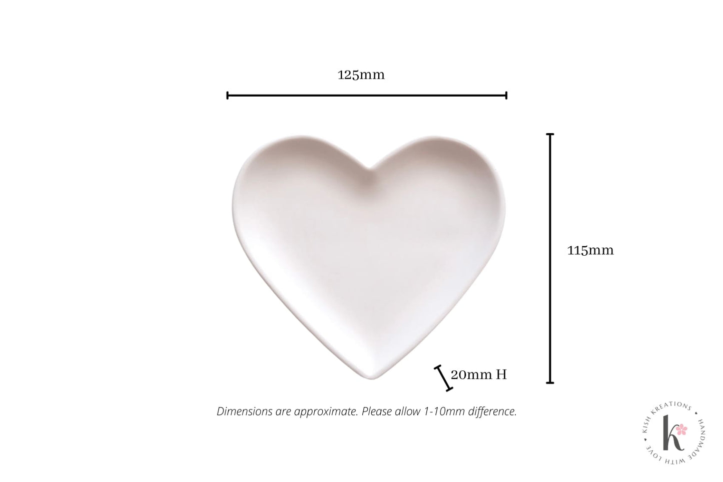 Heart Ring Dish | Monogram | Plain Design - Kish Kreations - Gifts with monogram, Heart Ring Dishes, Homewares, Personalised Ring Dish Australia, trinket dish, Trinket Trays, Wedding - heart-ring-dish-monogram-plain-design
