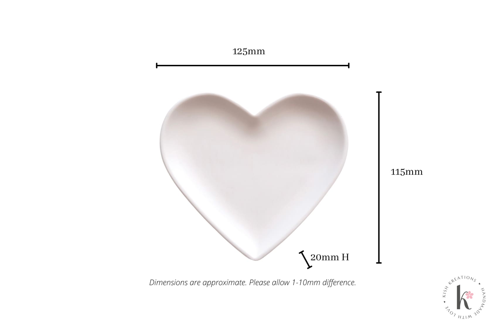 Heart Ring Dish | Monogram | Plain Design - Kish Kreations - Gifts with monogram, Heart Ring Dishes, Homewares, Personalised Ring Dish Australia, trinket dish, Trinket Trays, Wedding - heart-ring-dish-monogram-plain-design