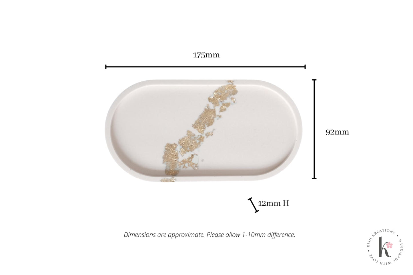 Oval Trinket Tray | Elegant White with Gold Flakes Design - Kish Kreations - Elegant, Homewares, Oval Tray, Trinket Dish, Trinket Trays - oval-trinket-trays-elegant-white-with-gold-flakes-design