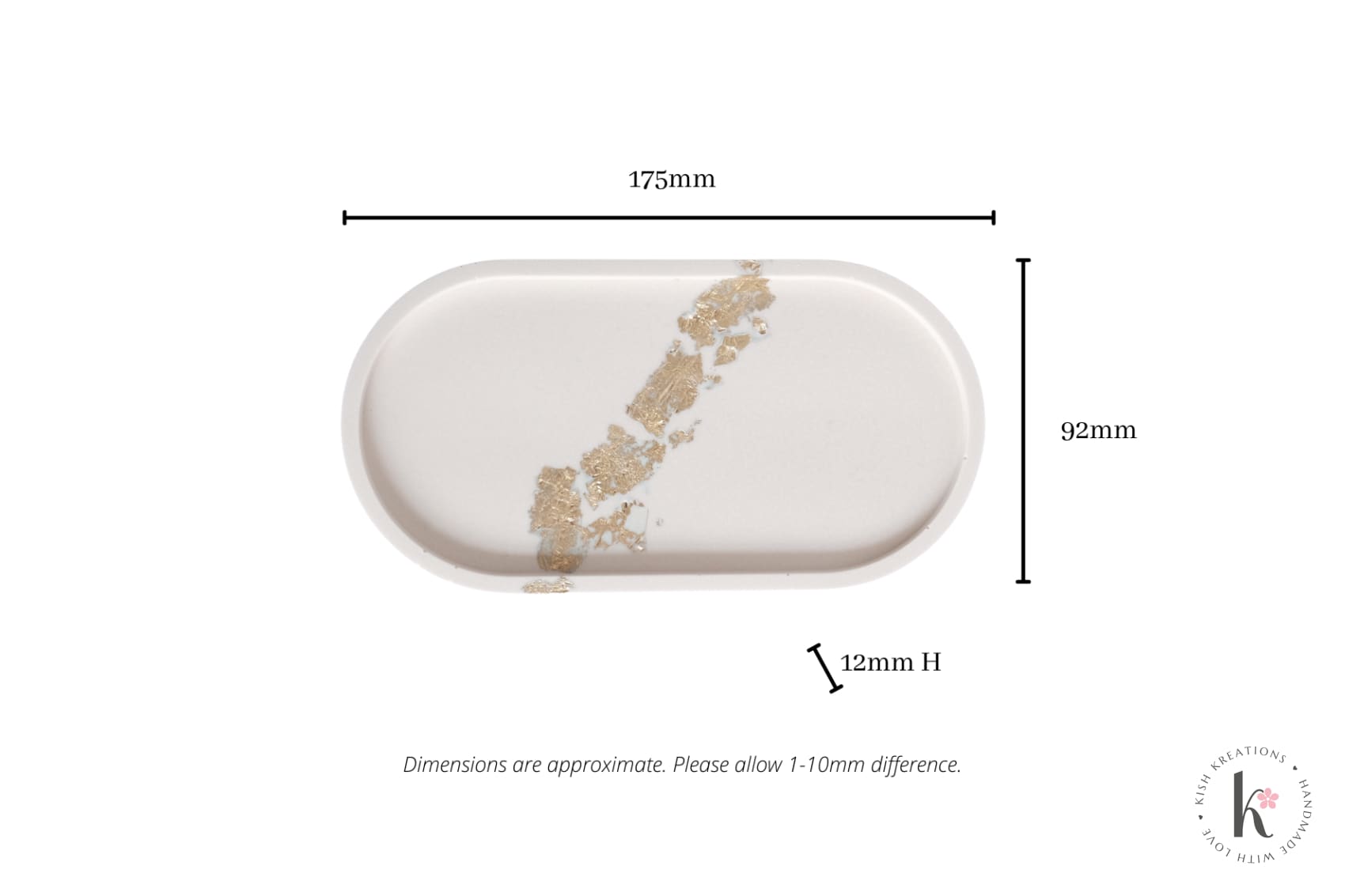 Oval Trinket Tray | Elegant White with Gold Flakes Design - Kish Kreations - Elegant, Homewares, Oval Tray, Trinket Dish, Trinket Trays - oval-trinket-trays-elegant-white-with-gold-flakes-design
