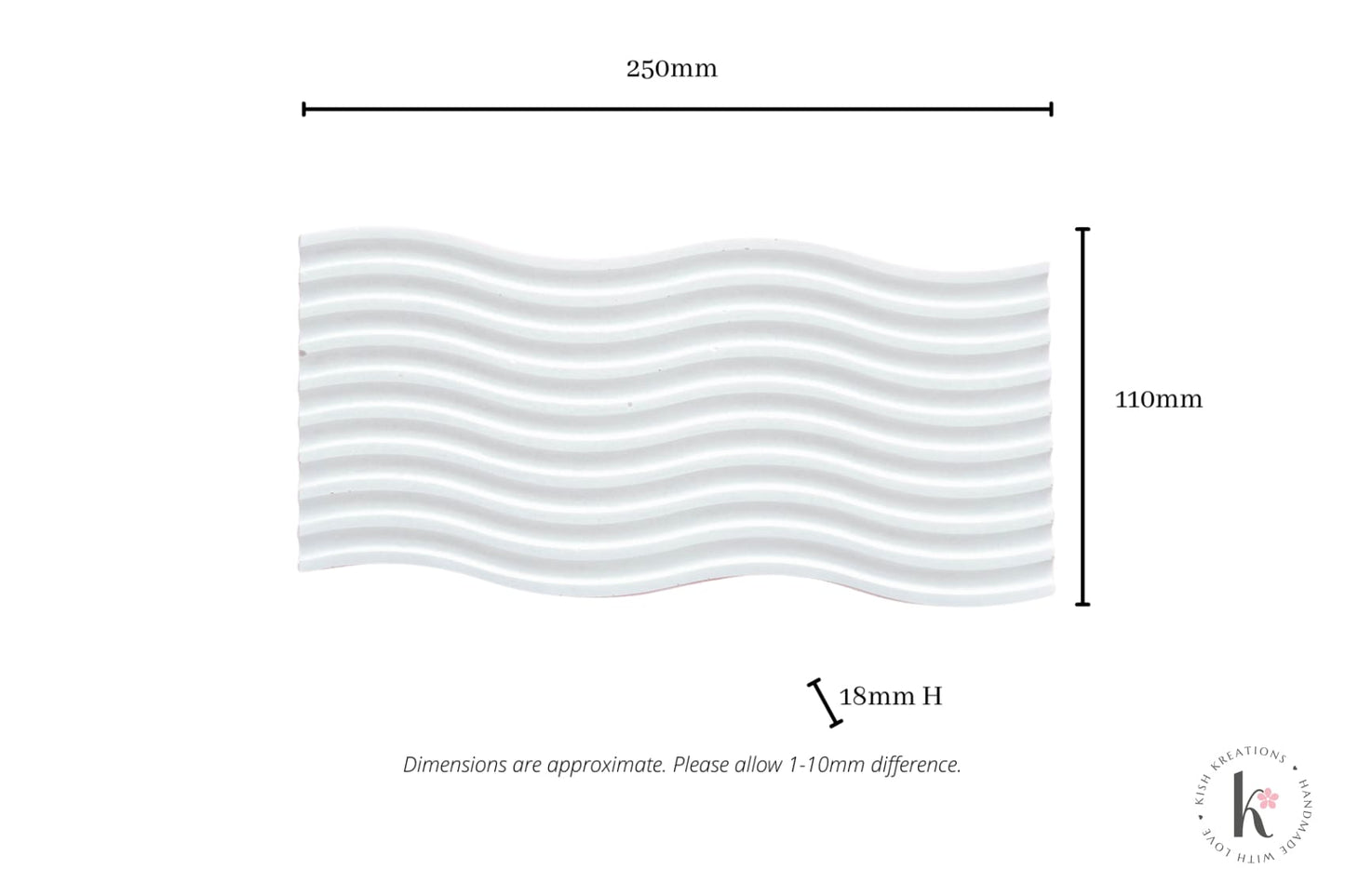 Wave Decorative Tray | Plain Design - Kish Kreations - Fire Resistant Trays Australia, Homewares, Large Trays - wave-decorative-tray-plain-design