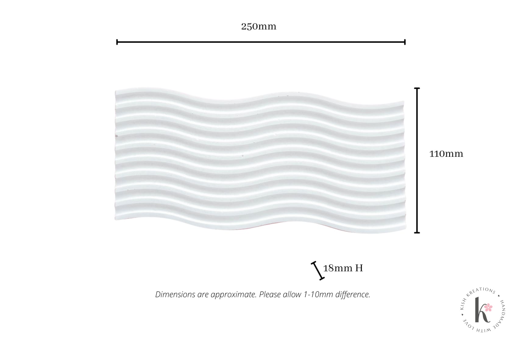 Wave Decorative Tray | Plain Design - Kish Kreations - Fire Resistant Trays Australia, Homewares, Large Trays - wave-decorative-tray-plain-design
